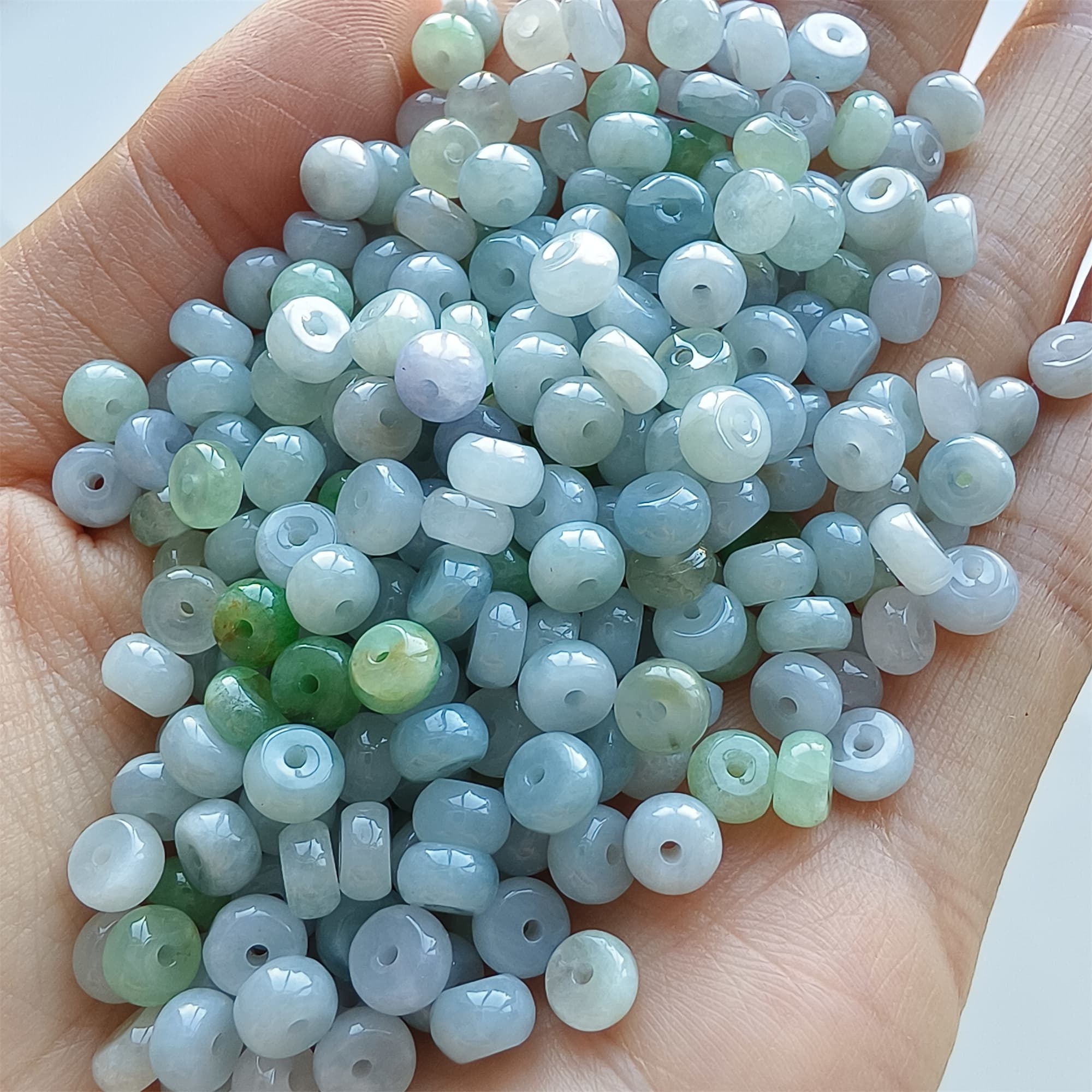 DDP 50pcs 5-5.5mm Natural Certificated Type A Untreated Green White Lavender Burmese Jadeite Rondelle Beads