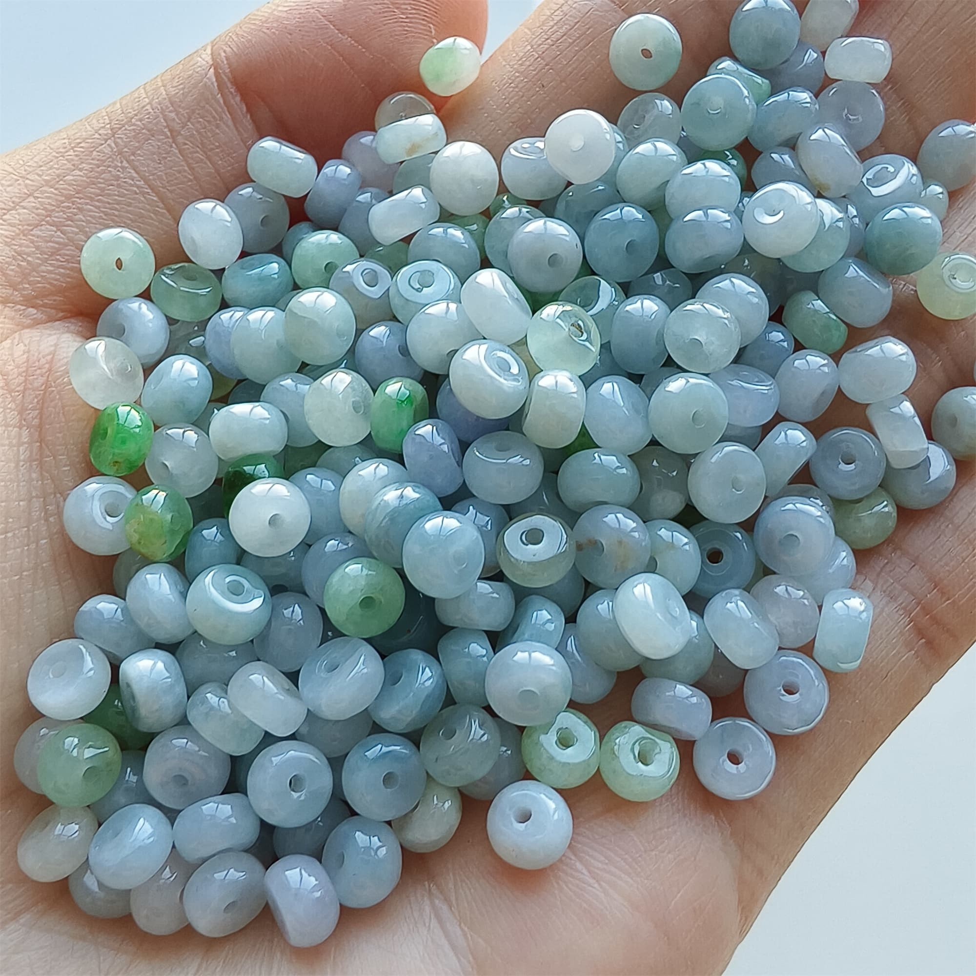 DDP 50pcs 5-5.5mm Natural Certificated Type A Untreated Green White Lavender Burmese Jadeite Rondelle Beads