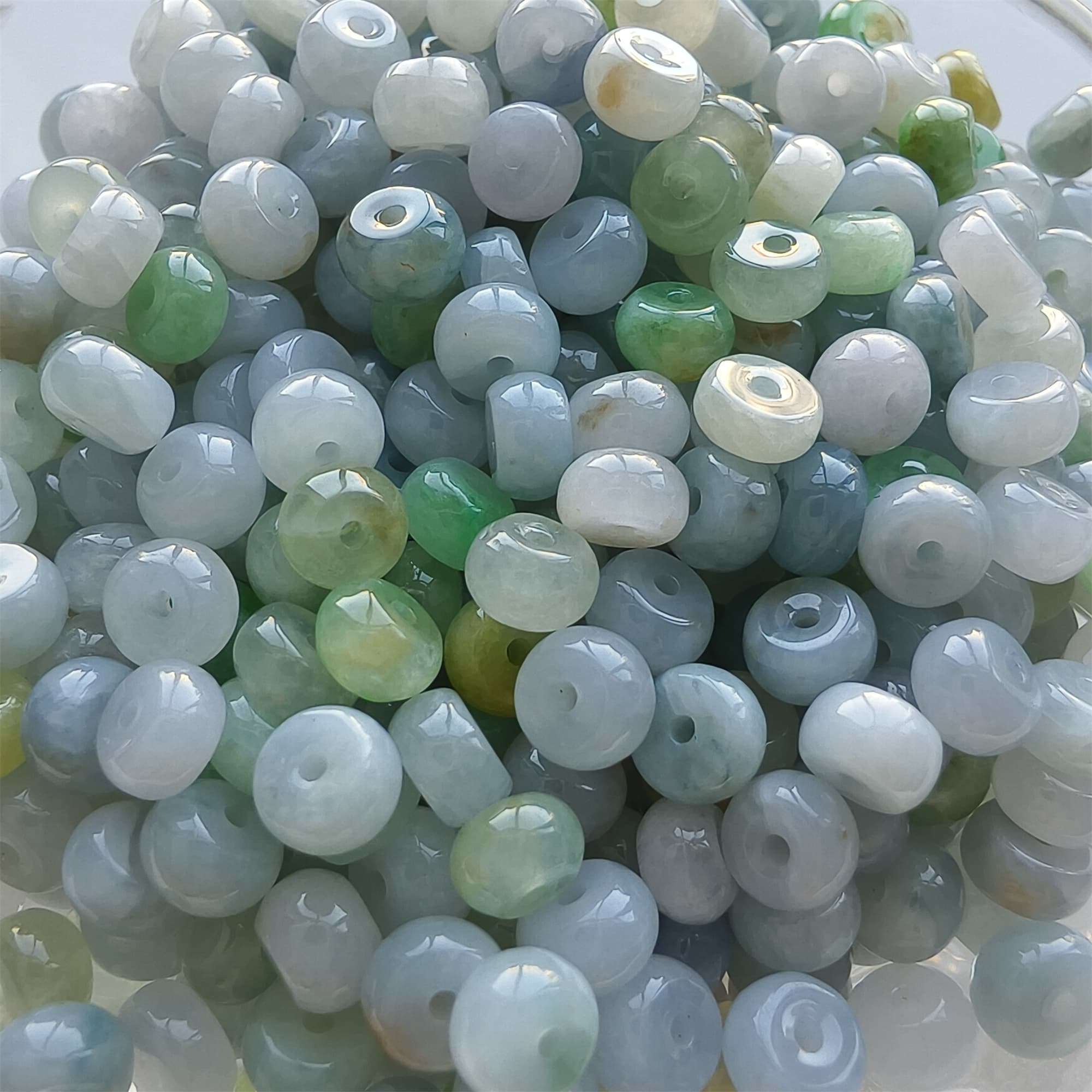 DDP 50pcs 5-5.5mm Natural Certificated Type A Untreated Green White Lavender Burmese Jadeite Rondelle Beads