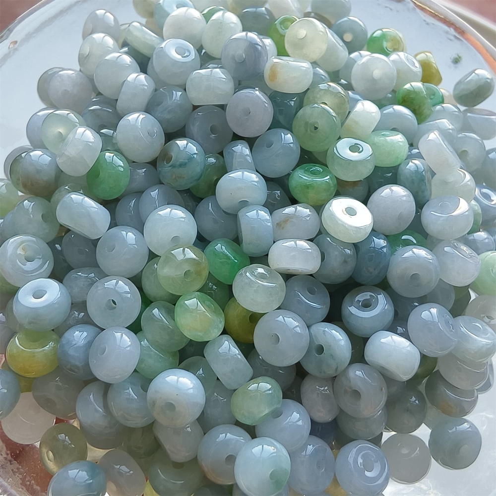 DDP 50pcs 5-5.5mm Natural Certificated Type A Untreated Green White Lavender Burmese Jadeite Rondelle Beads
