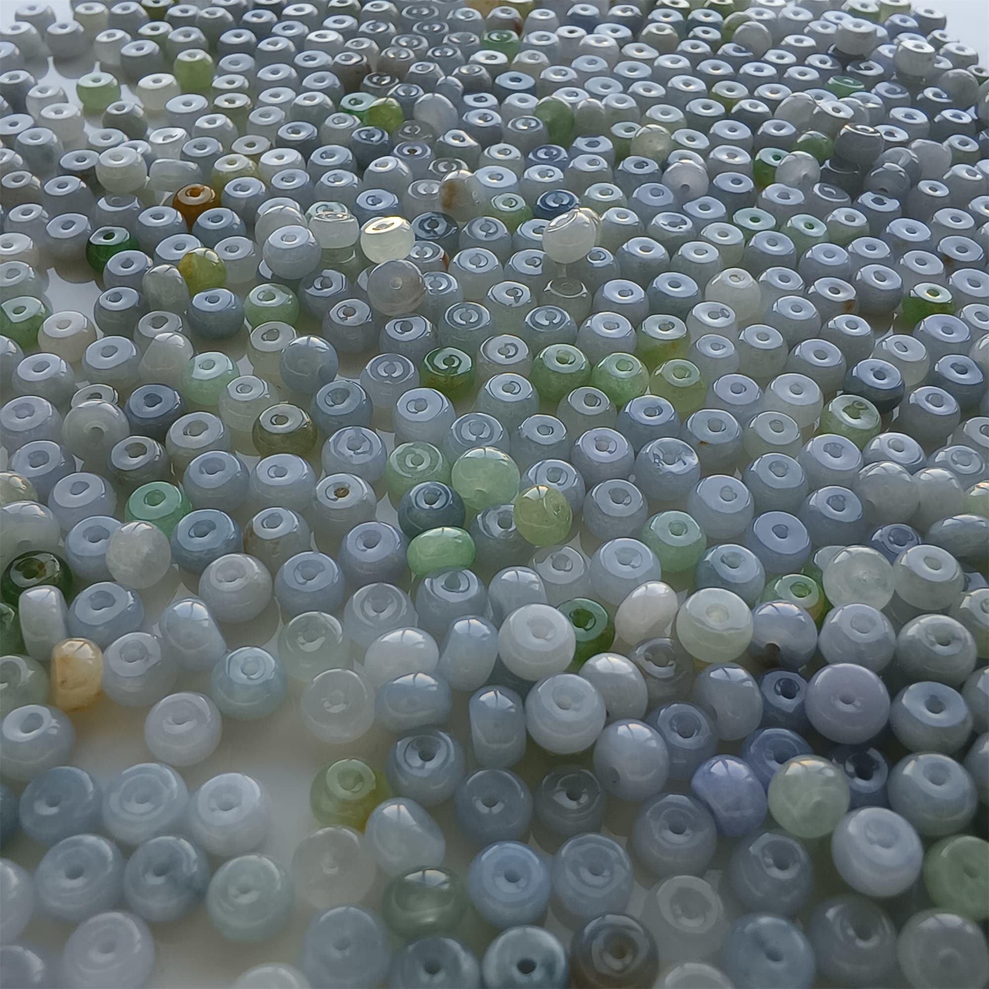DDP 50pcs 5-5.5mm Natural Certificated Type A Untreated Green White Lavender Burmese Jadeite Rondelle Beads