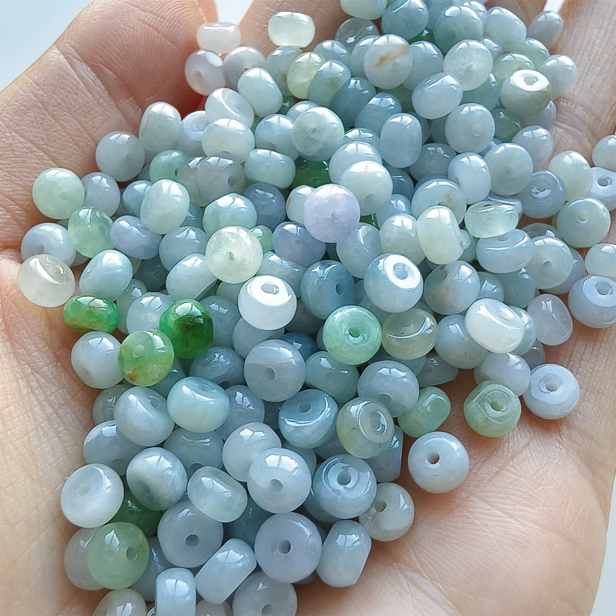 DDP 50pcs 5-5.5mm Natural Certificated Type A Untreated Green White Lavender Burmese Jadeite Rondelle Beads