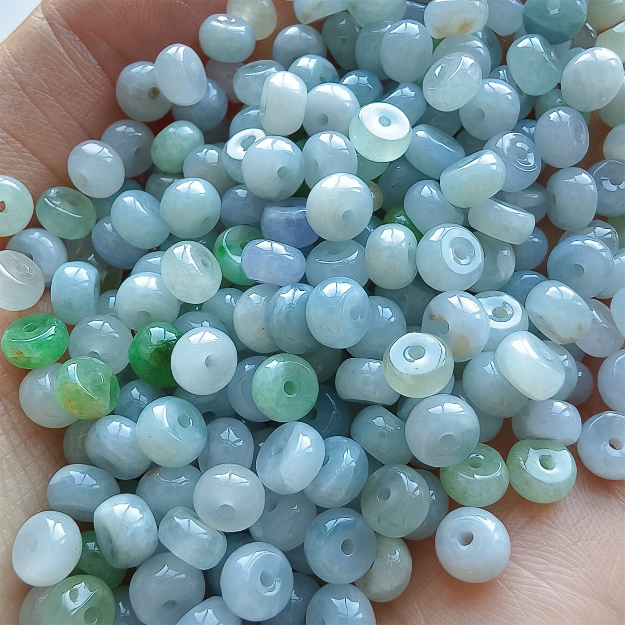 DDP 50pcs 5-5.5mm Natural Certificated Type A Untreated Green White Lavender Burmese Jadeite Rondelle Beads