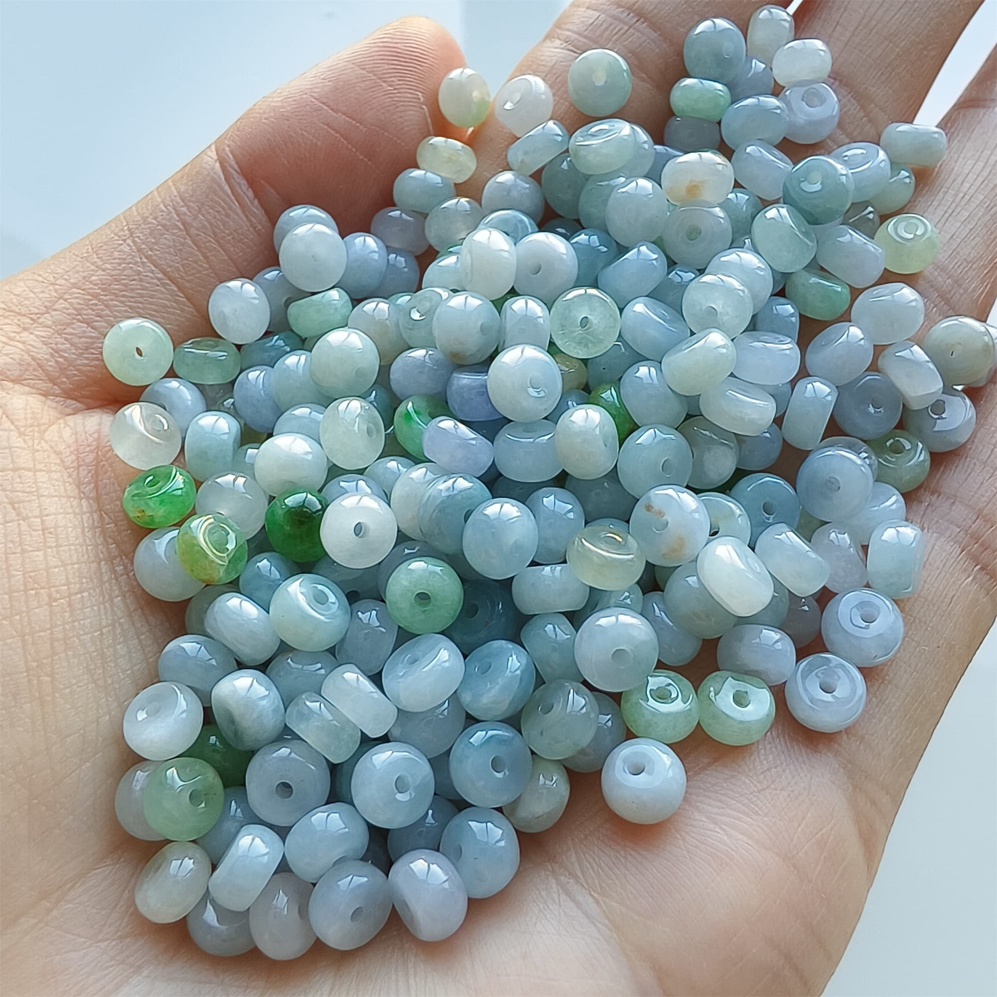 DDP 50pcs 5-5.5mm Natural Certificated Type A Untreated Green White Lavender Burmese Jadeite Rondelle Beads