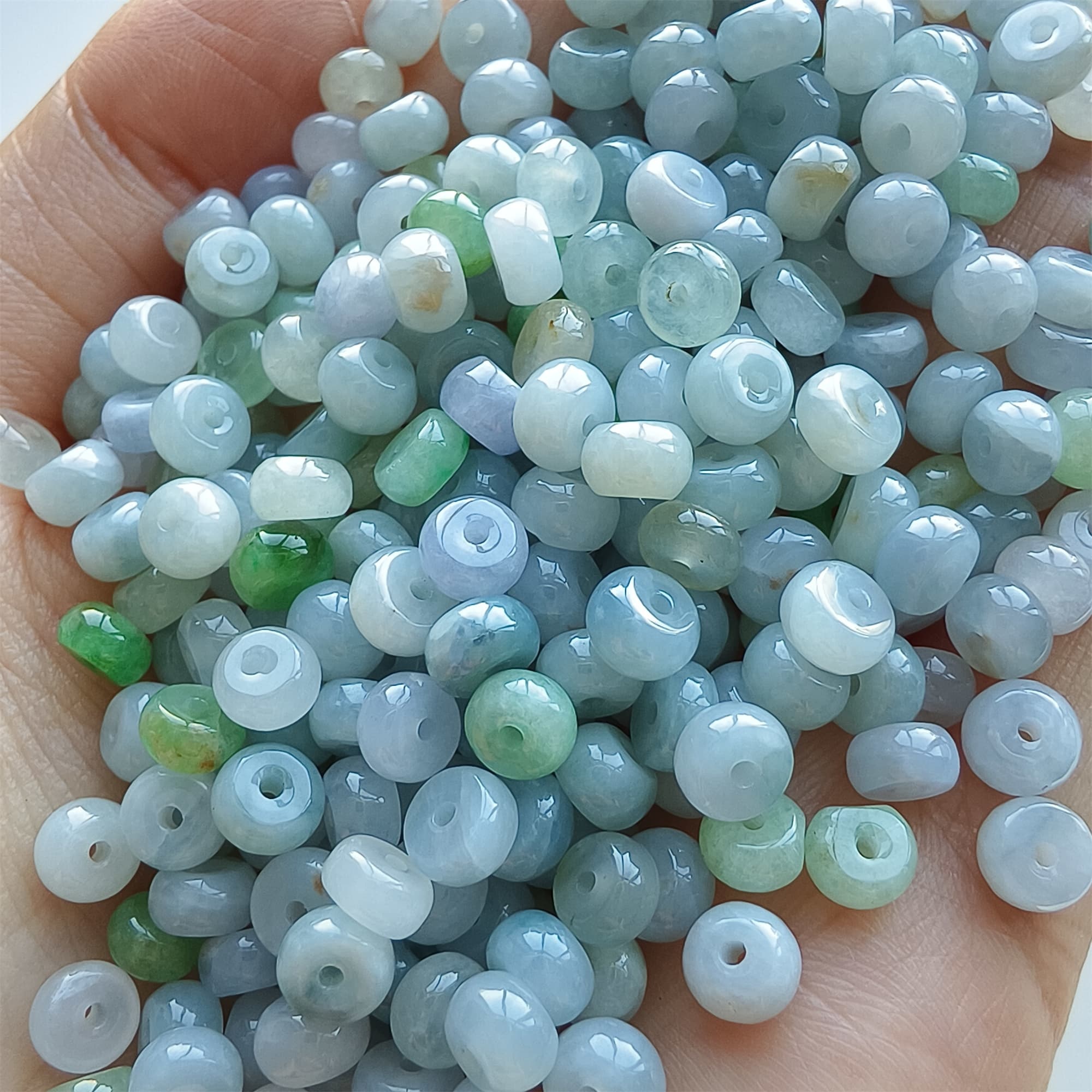 DDP 50pcs 5-5.5mm Natural Certificated Type A Untreated Green White Lavender Burmese Jadeite Rondelle Beads