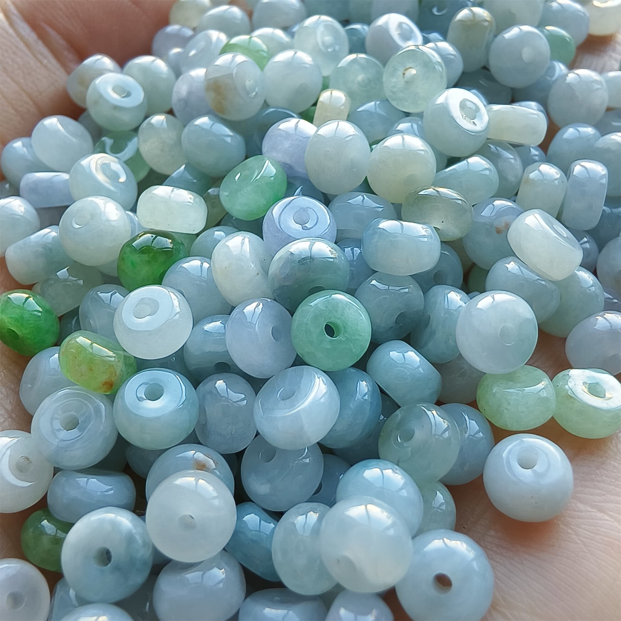 DDP 50pcs 5-5.5mm Natural Certificated Type A Untreated Green White Lavender Burmese Jadeite Rondelle Beads