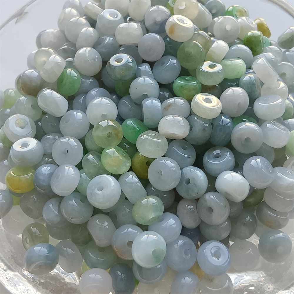 DDP 50pcs 5-5.5mm Natural Certificated Type A Untreated Green White Lavender Burmese Jadeite Rondelle Beads