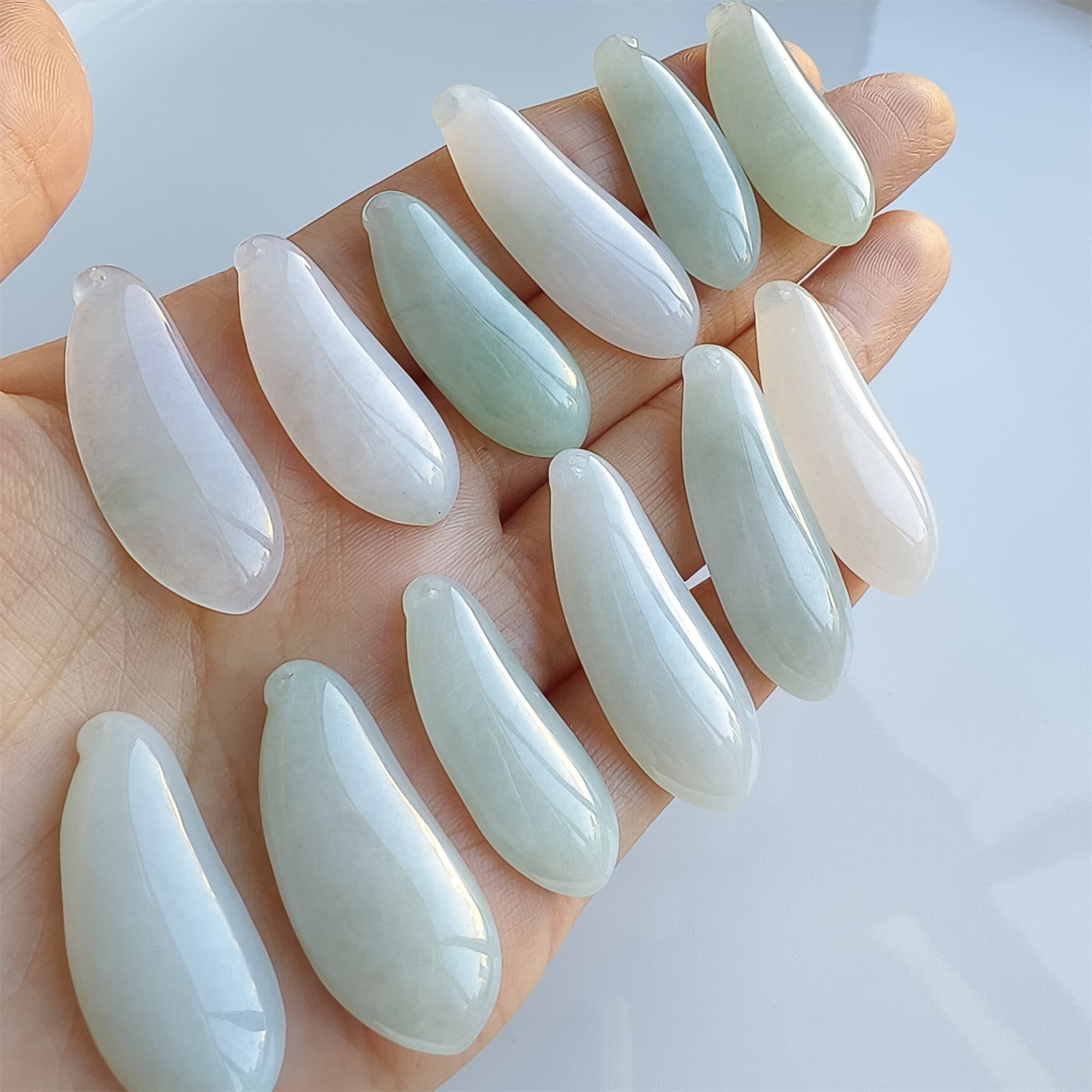DDP 2pcs 30-38mm Natural Certificated Type A Icy Green White Burmese Jadeite Blessed Melon Amulet Beads