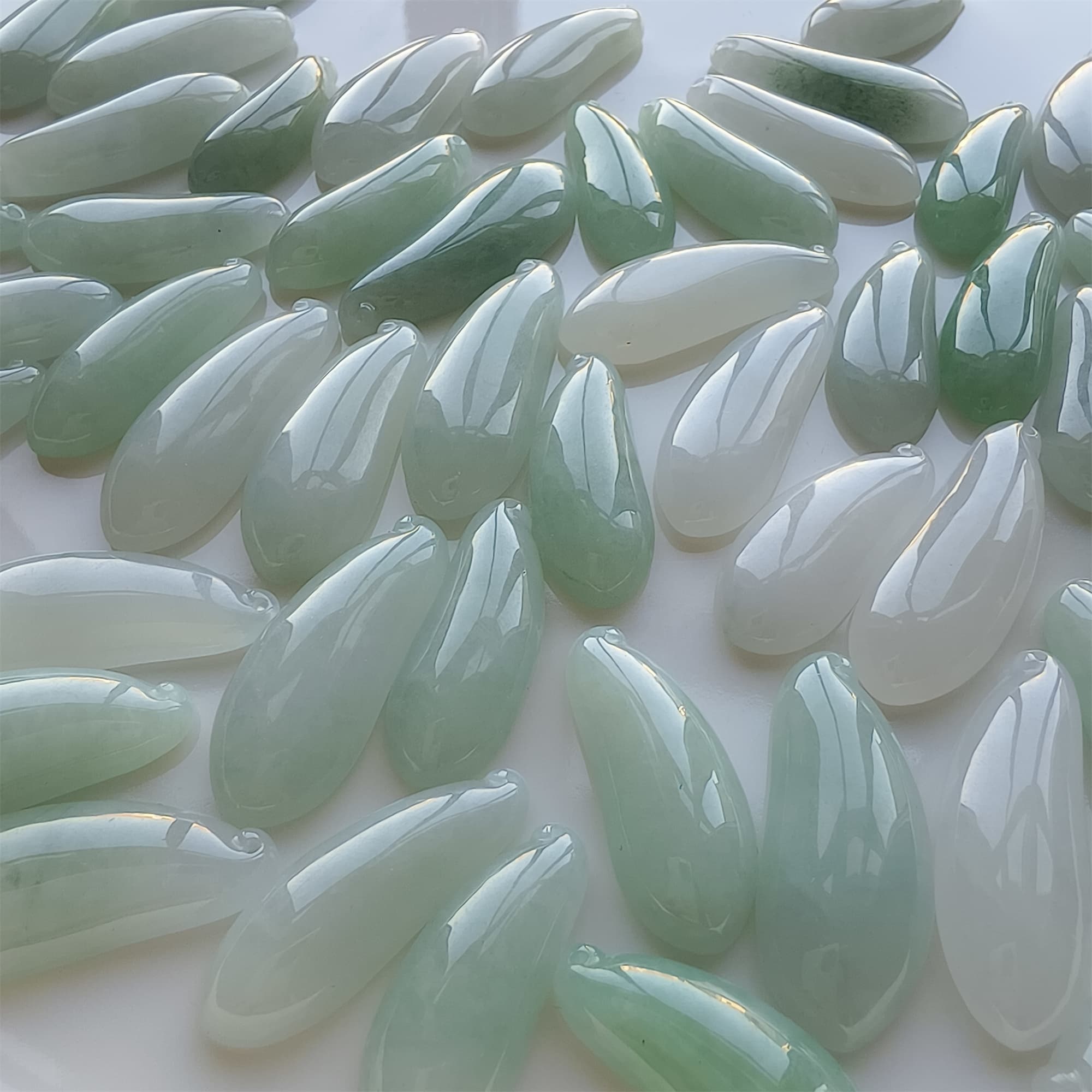 DDP 2pcs 30-38mm Natural Certificated Type A Icy Green White Burmese Jadeite Blessed Melon Amulet Beads