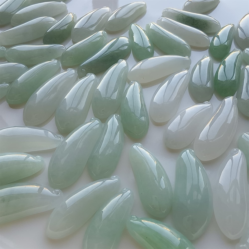 DDP 2pcs 30-38mm Natural Certificated Type A Icy Green White Burmese Jadeite Blessed Melon Amulet Beads