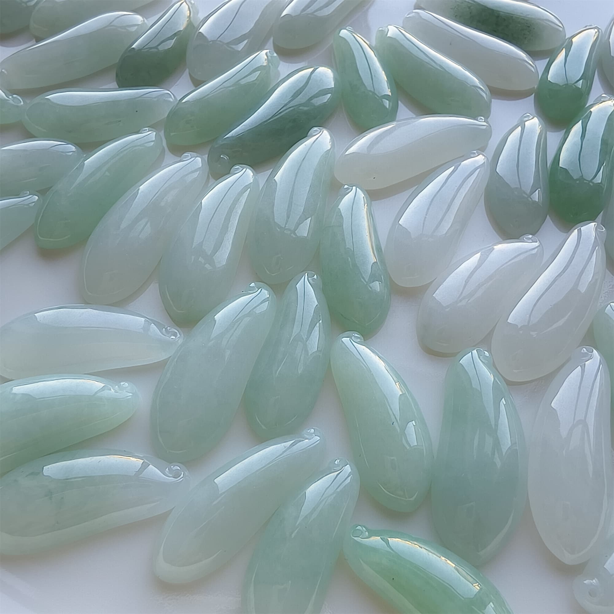 DDP 2pcs 30-38mm Natural Certificated Type A Icy Green White Burmese Jadeite Blessed Melon Amulet Beads