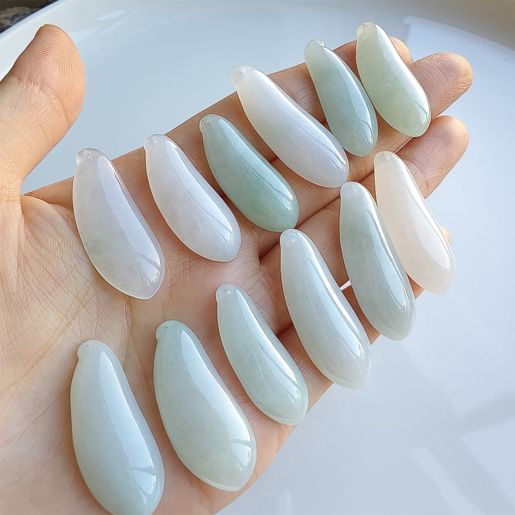 DDP 2pcs 30-38mm Natural Certificated Type A Icy Green White Burmese Jadeite Blessed Melon Amulet Beads