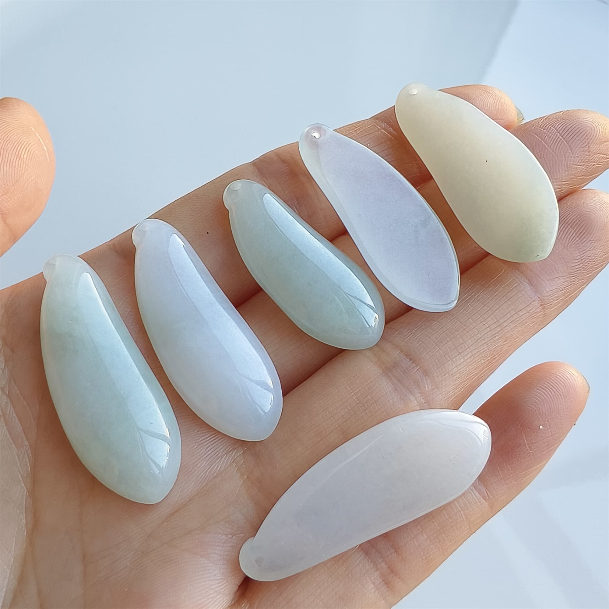 DDP 2pcs 30-38mm Natural Certificated Type A Icy Green White Burmese Jadeite Blessed Melon Amulet Beads