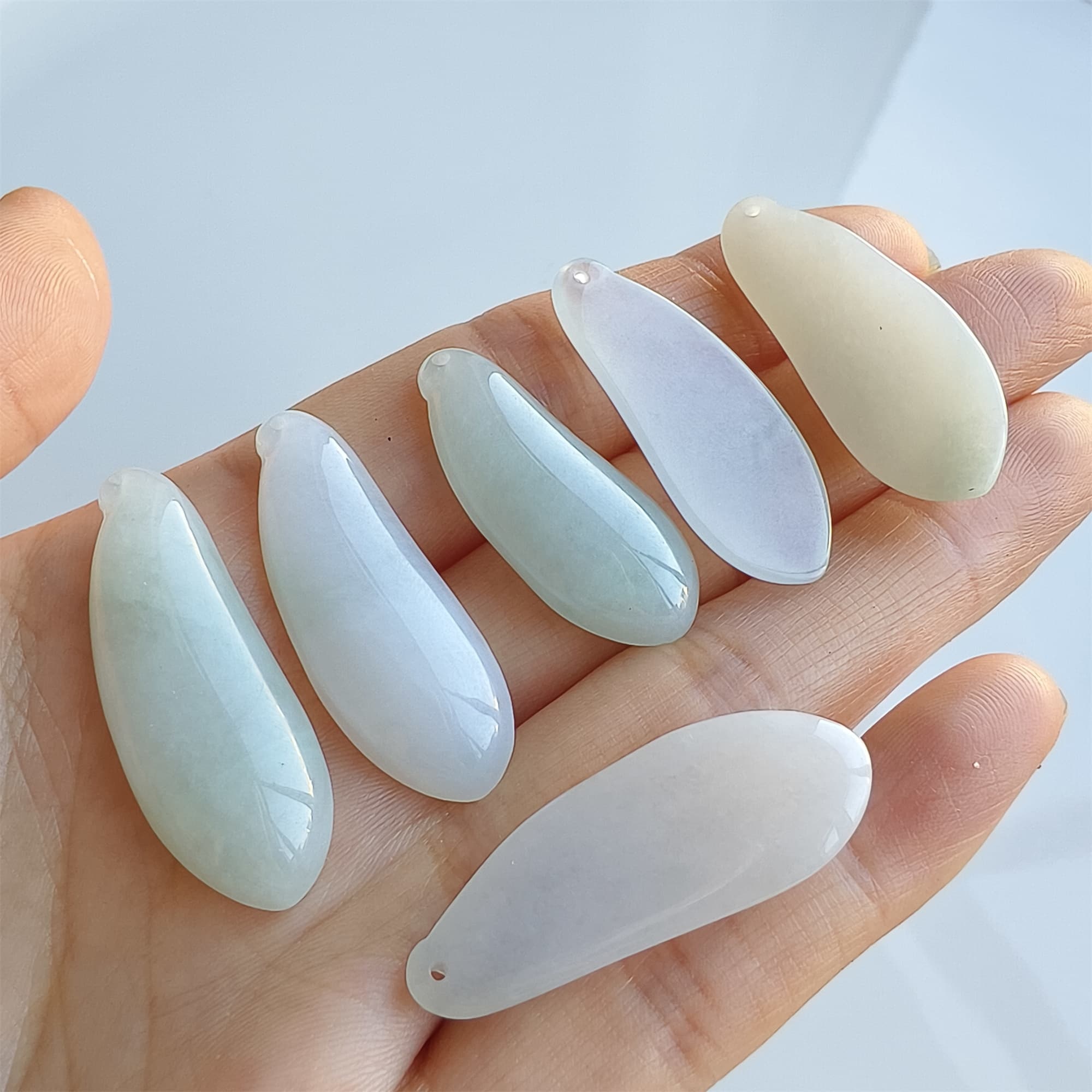 DDP 2pcs 30-38mm Natural Certificated Type A Icy Green White Burmese Jadeite Blessed Melon Amulet Beads