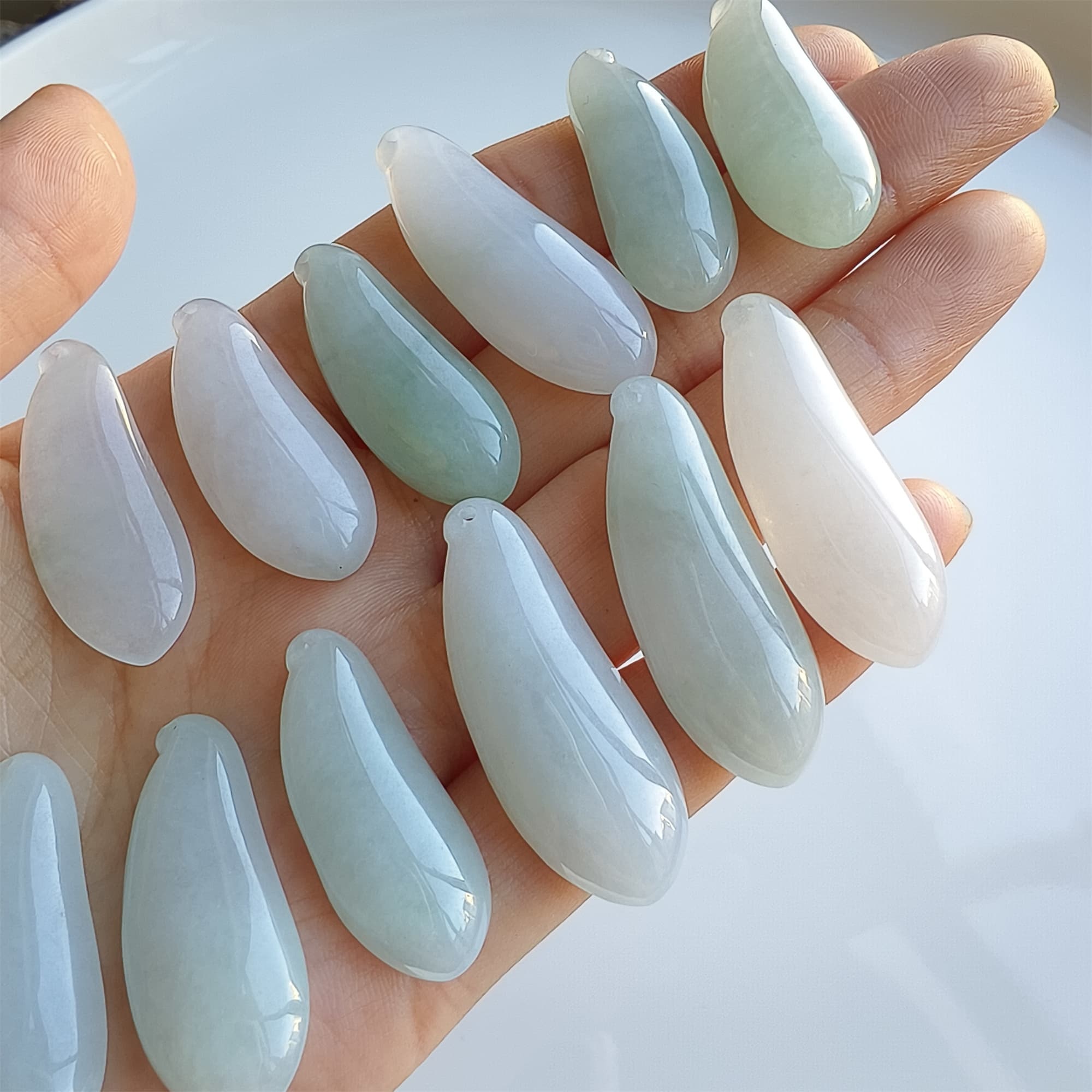 DDP 2pcs 30-38mm Natural Certificated Type A Icy Green White Burmese Jadeite Blessed Melon Amulet Beads