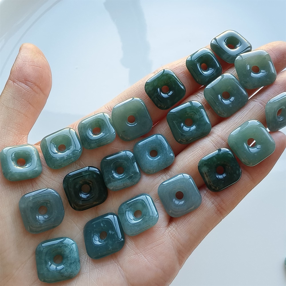 DDP 5pcs 13-15mm Natural Certificated Type A Blue Watery Guatemalan Jadeite Square Beads