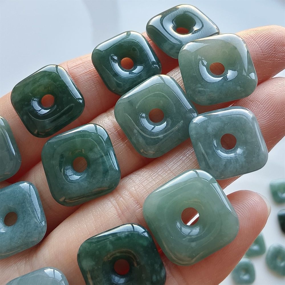 DDP 5pcs 13-15mm Natural Certificated Type A Blue Watery Guatemalan Jadeite Square Beads