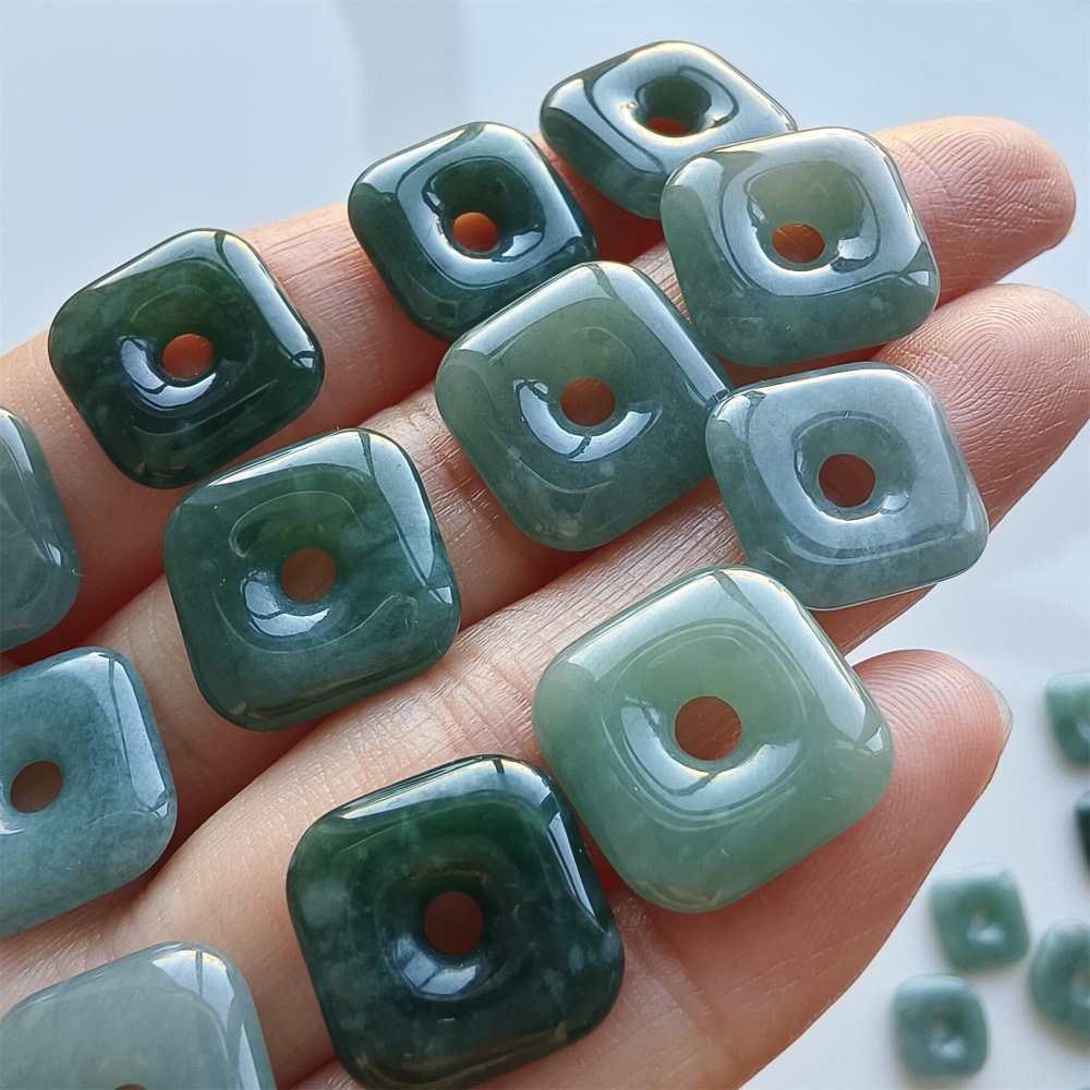 DDP 5pcs 13-15mm Natural Certificated Type A Blue Watery Guatemalan Jadeite Square Beads