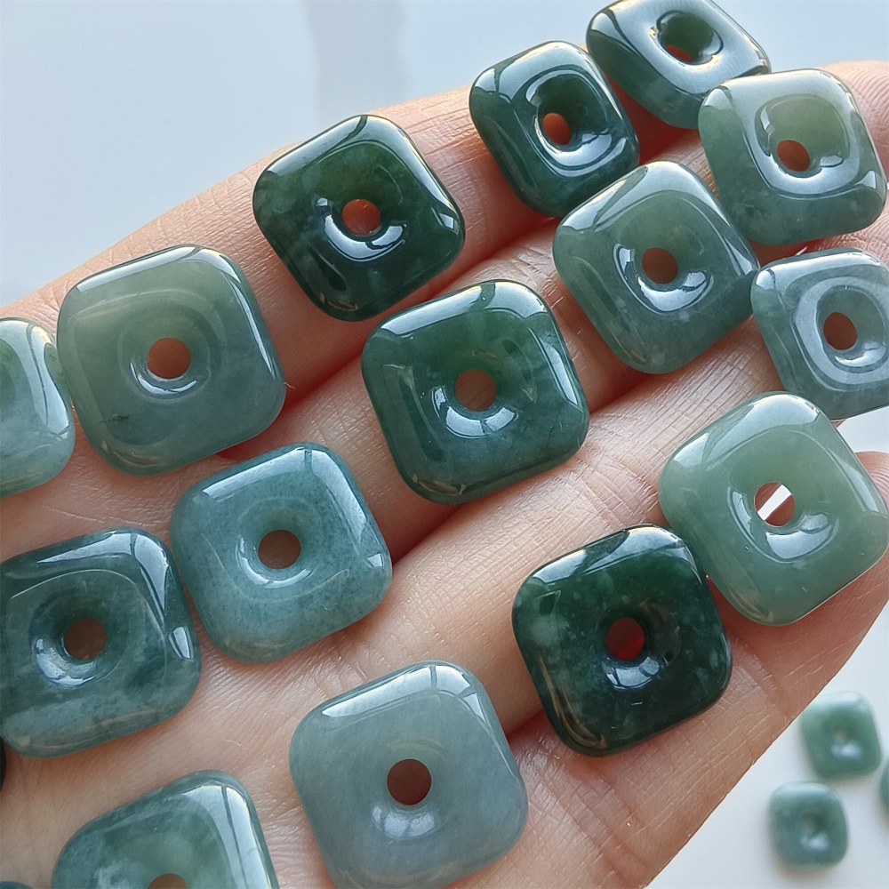 DDP 5pcs 13-15mm Natural Certificated Type A Blue Watery Guatemalan Jadeite Square Beads