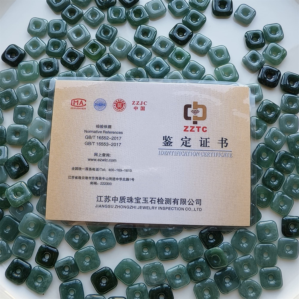 DDP 5pcs 13-15mm Natural Certificated Type A Blue Watery Guatemalan Jadeite Square Beads
