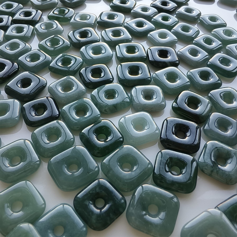 DDP 5pcs 13-15mm Natural Certificated Type A Blue Watery Guatemalan Jadeite Square Beads