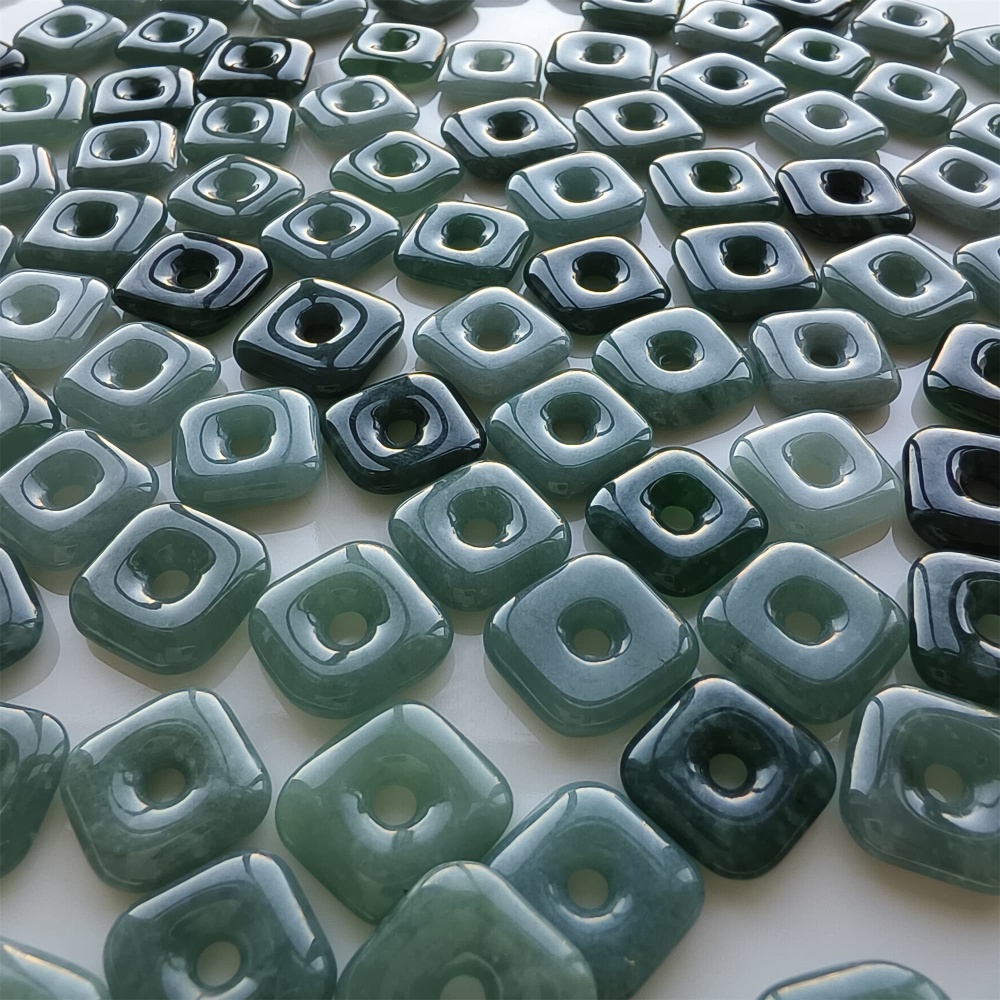 DDP 5pcs 13-15mm Natural Certificated Type A Blue Watery Guatemalan Jadeite Square Beads