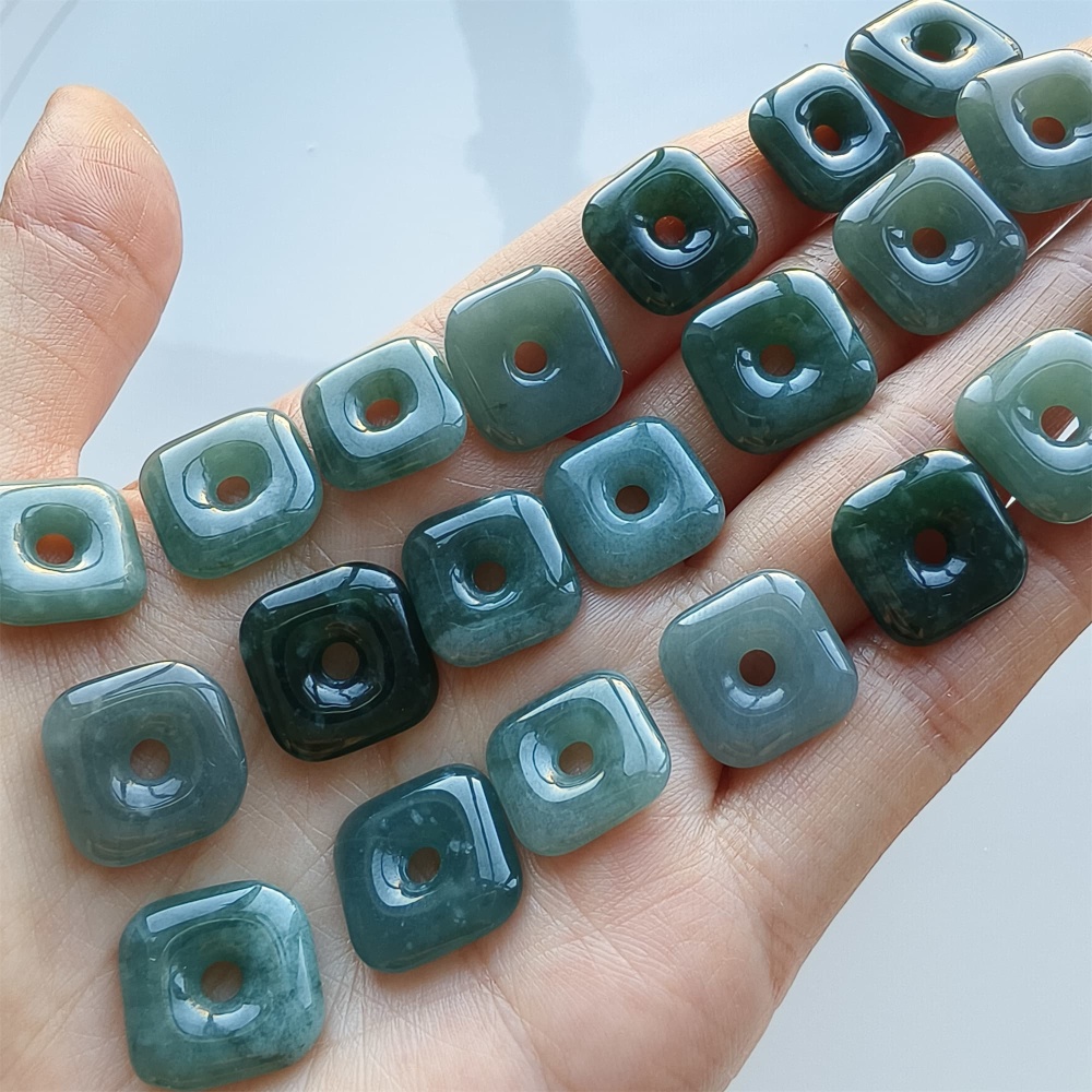 DDP 5pcs 13-15mm Natural Certificated Type A Blue Watery Guatemalan Jadeite Square Beads