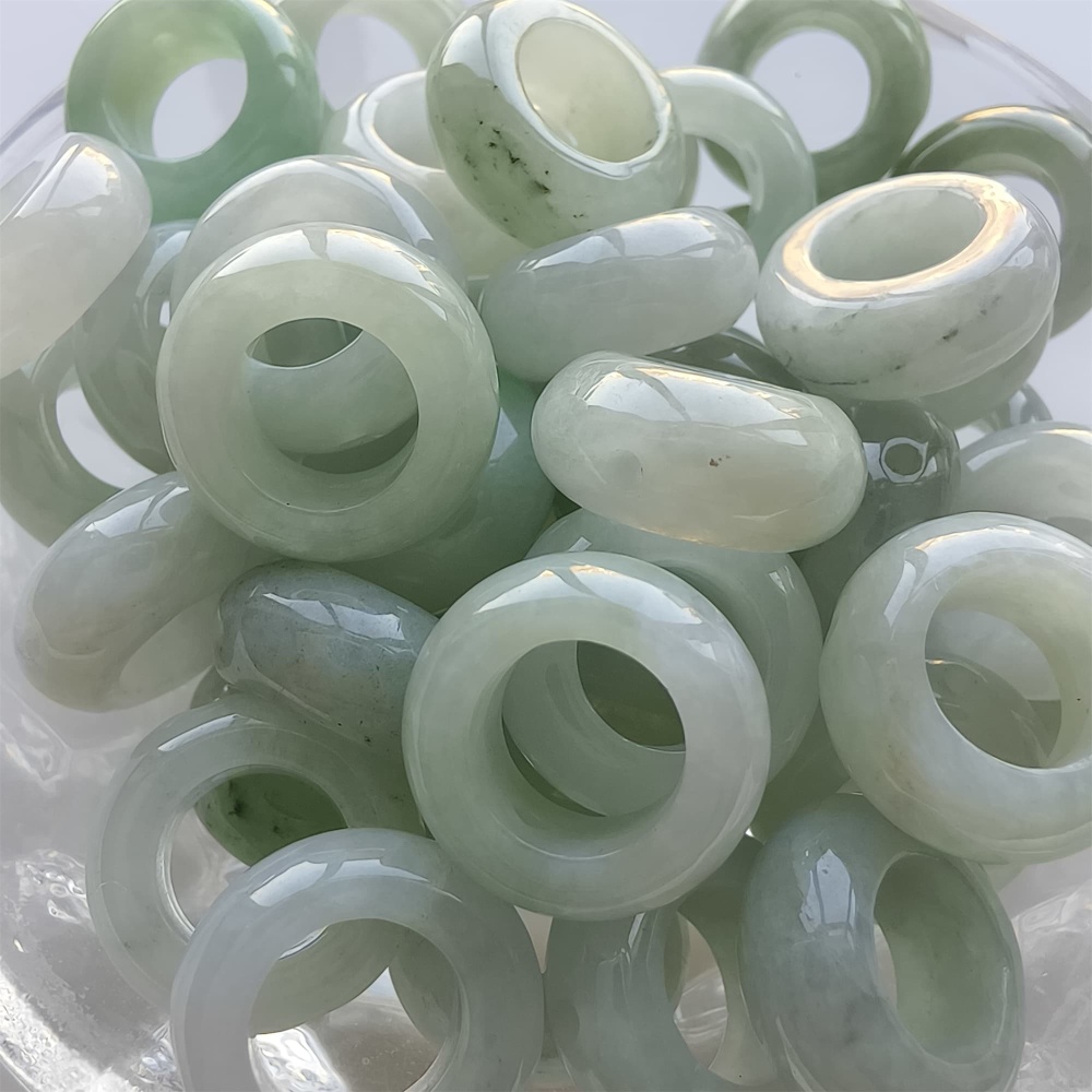 DDP 5pcs 15mm Natural Type A Untreated Green White Burmese Jadeite Donut And Ring Beads