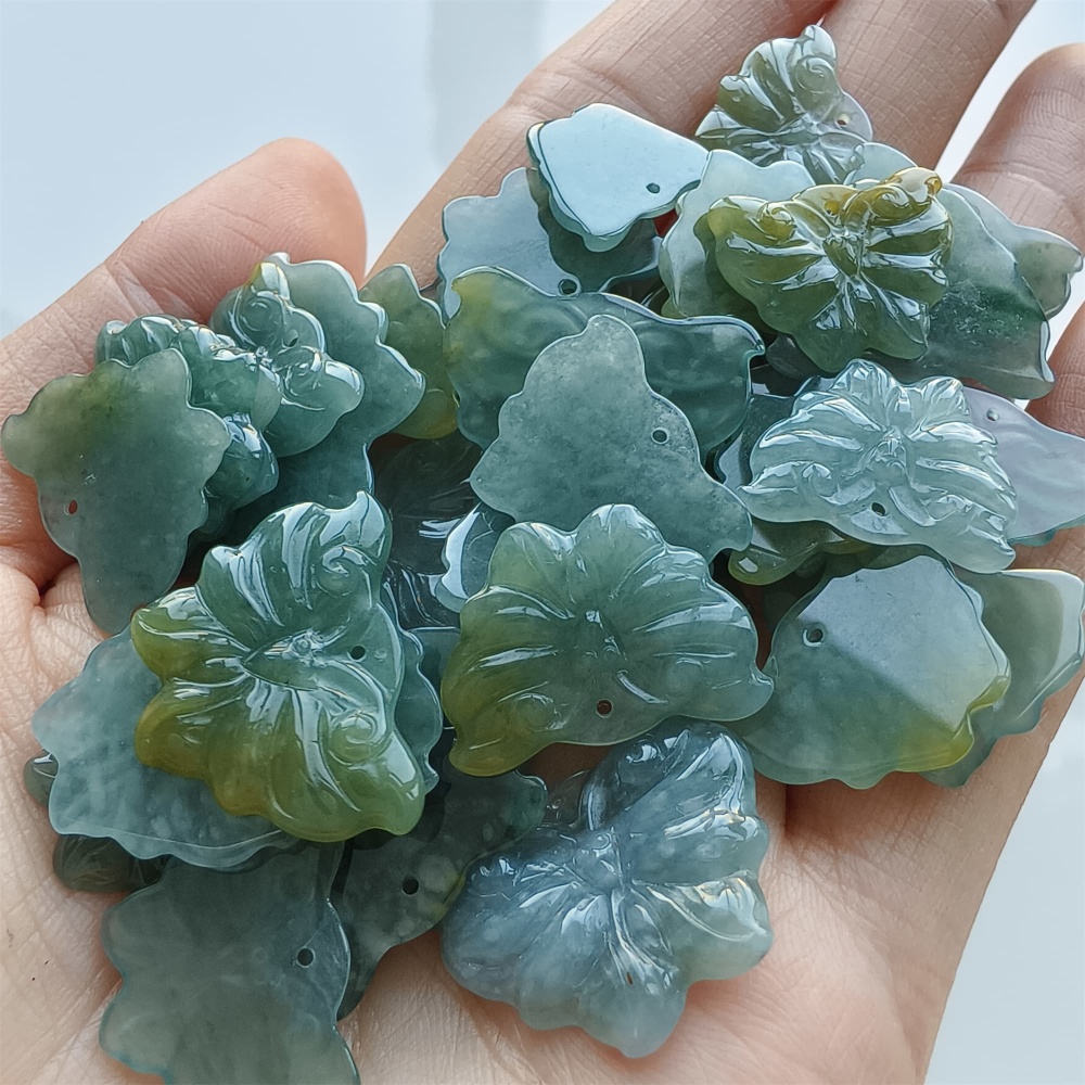 DDP 5pcs 16.5-26mm Natural Certificated Icy Blue Yellow Guatemalan Jadeite Butterfly Beads