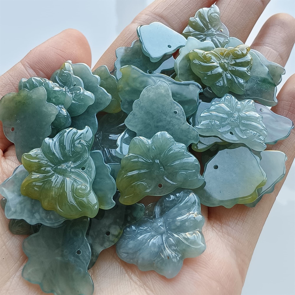 DDP 5pcs 16.5-26mm Natural Certificated Icy Blue Yellow Guatemalan Jadeite Butterfly Beads