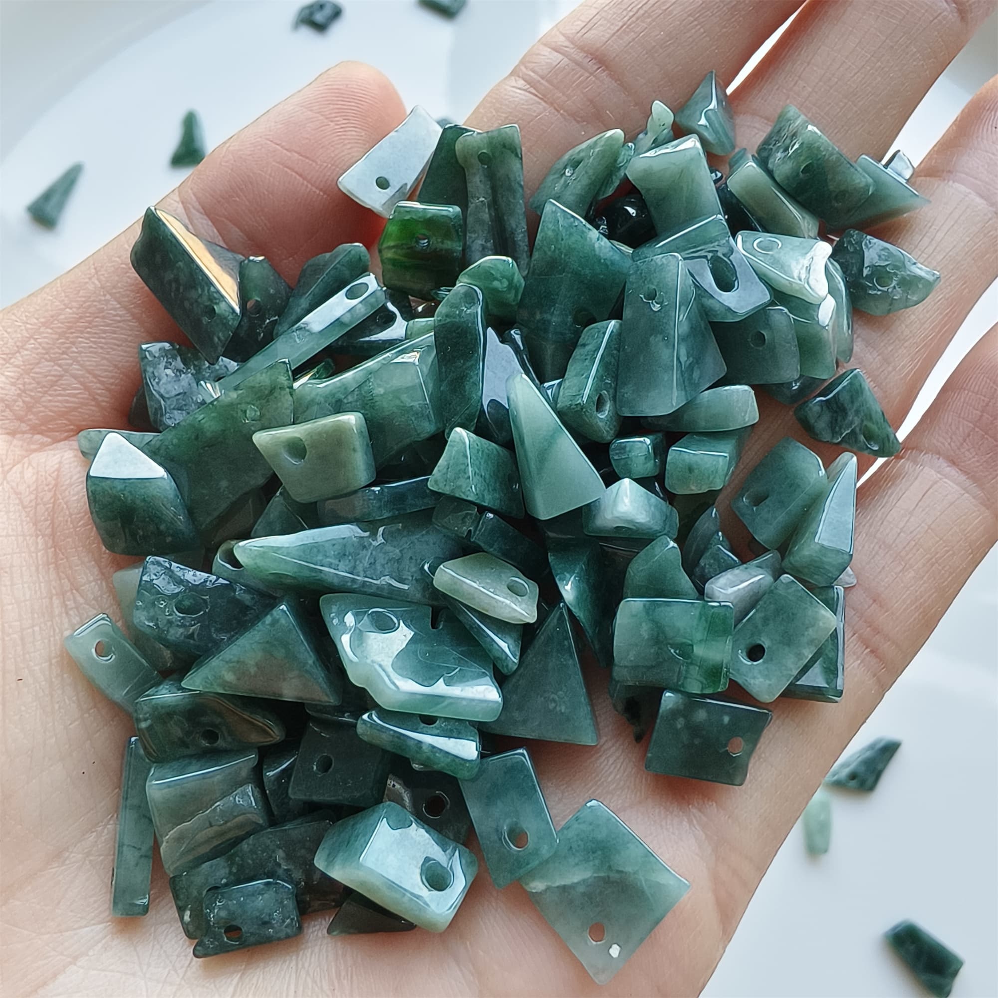 DDP 50pcs 5-13mm Natural Certificated Type A Blue Guatemalan Jadeite Irregular Beads