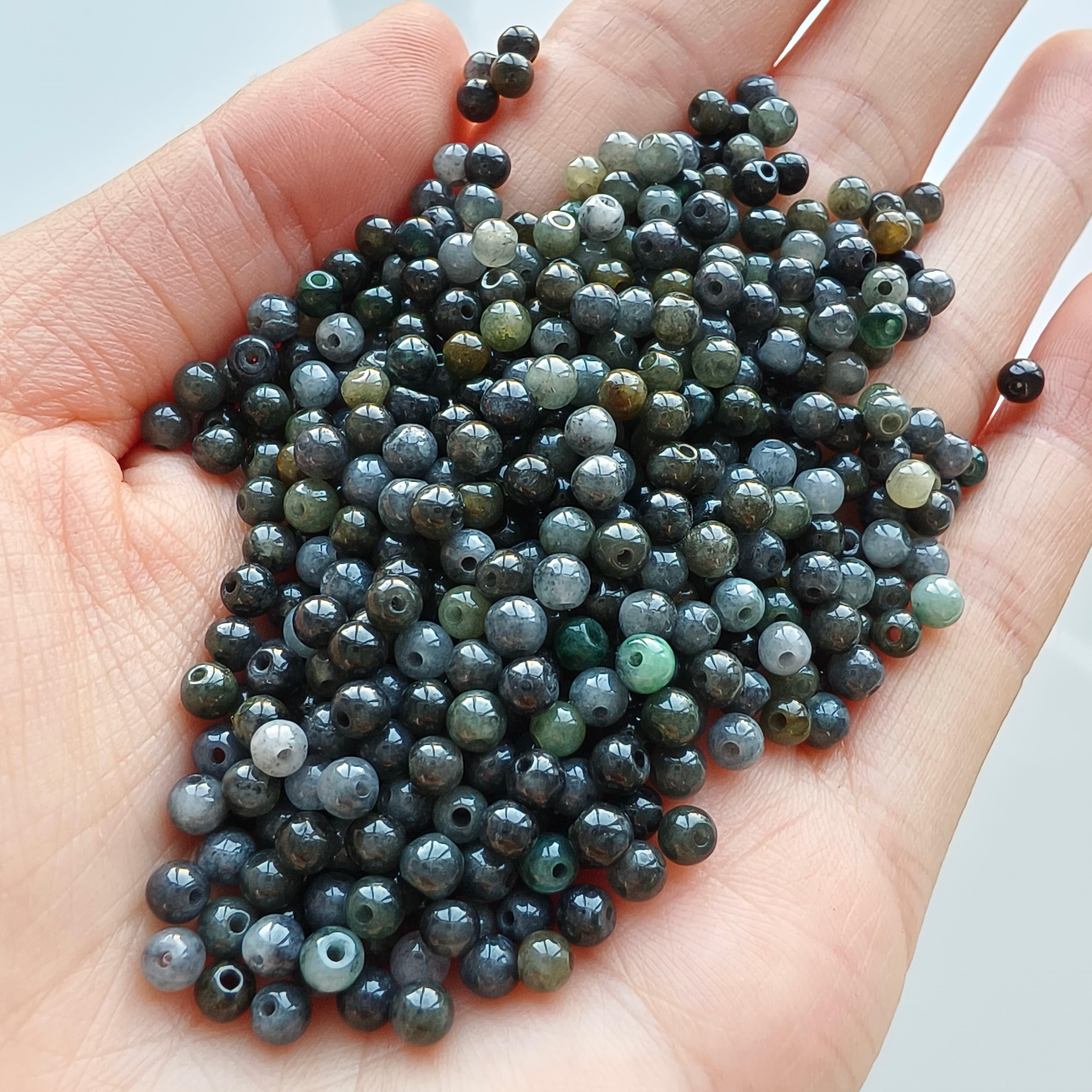 DDP 100pcs 3.5mm Natural Type A Untreated Yellow Black Chicken Species Burmese Jadeite Round Beads