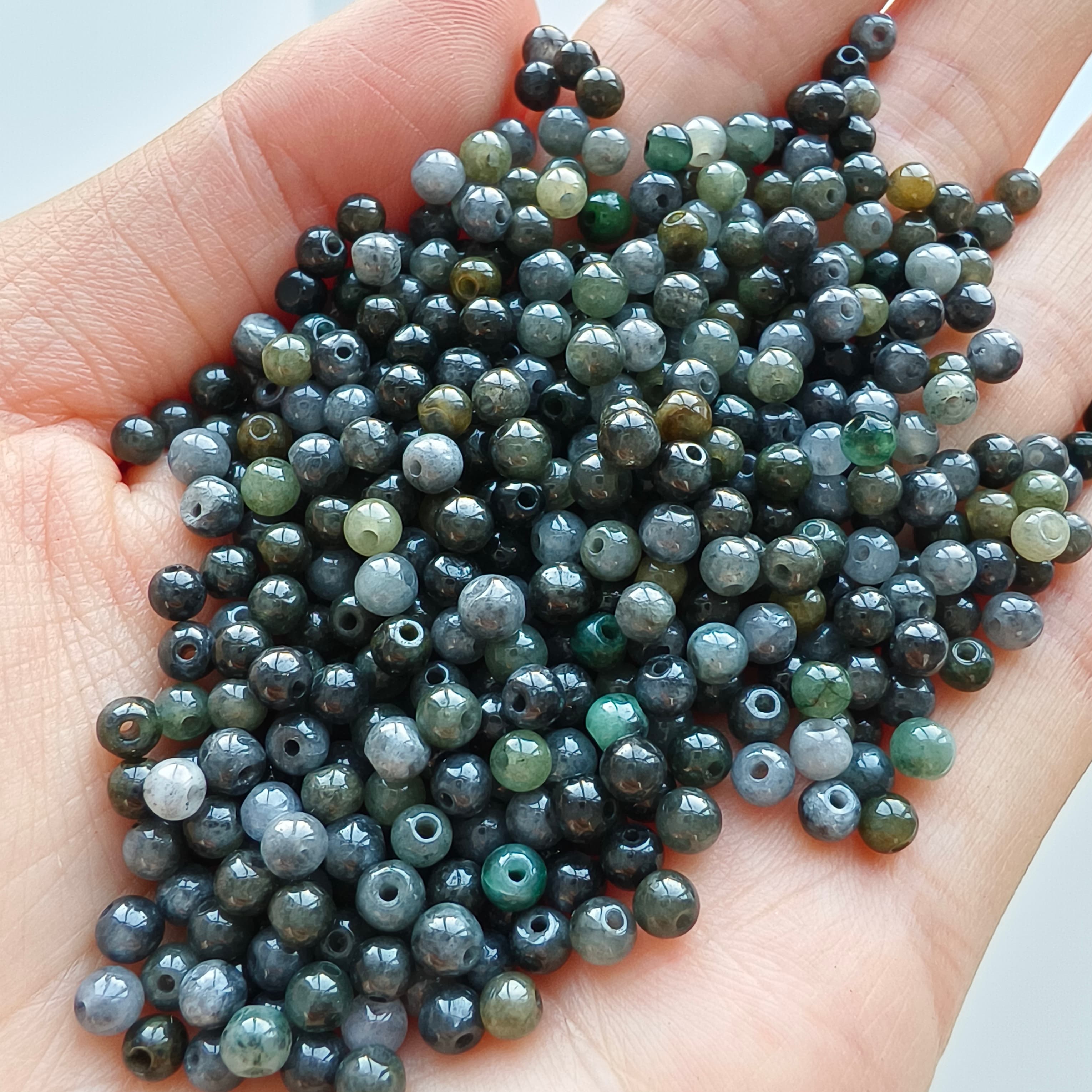 DDP 100pcs 3.5mm Natural Type A Untreated Yellow Black Chicken Species Burmese Jadeite Round Beads