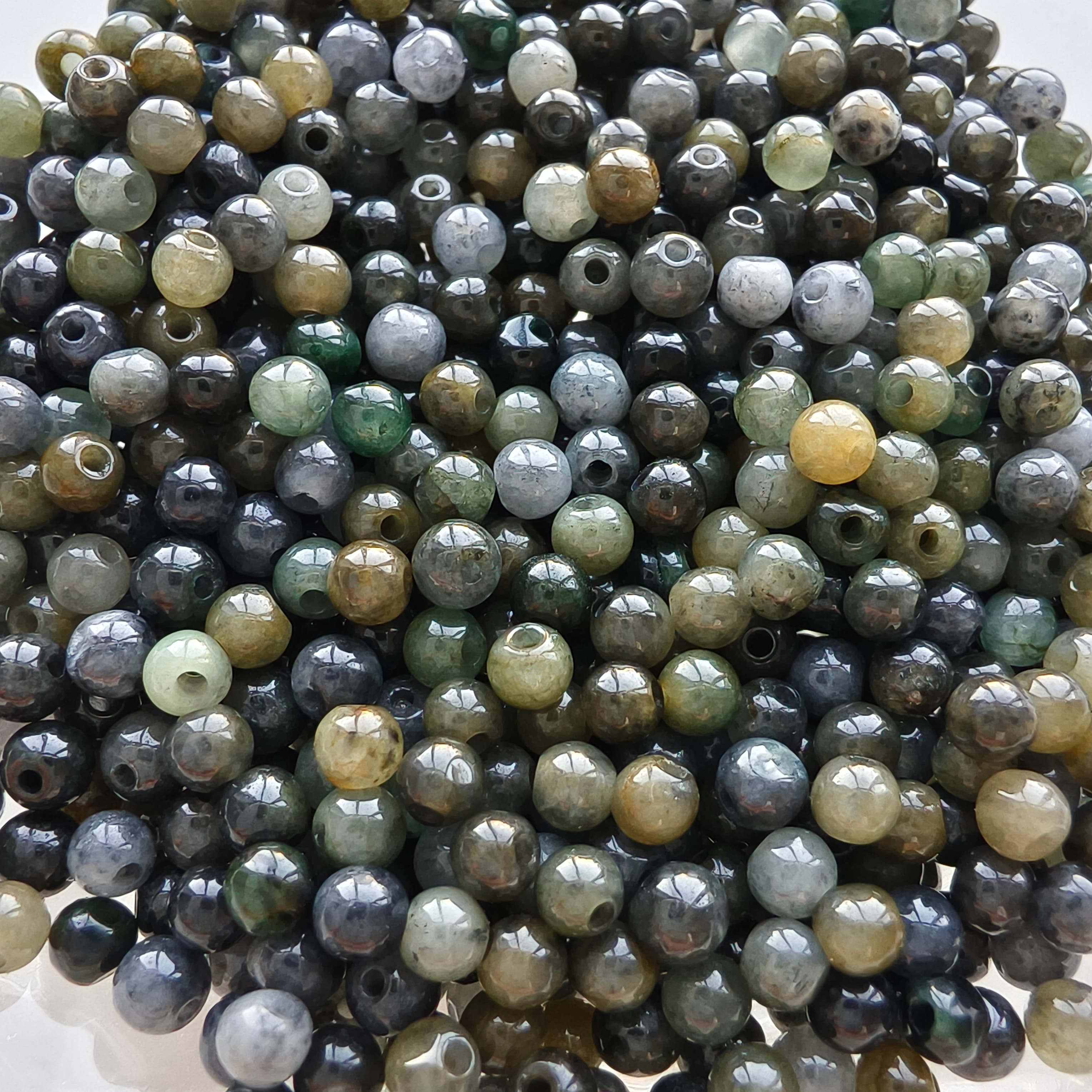 DDP 100pcs 3.5mm Natural Type A Untreated Yellow Black Chicken Species Burmese Jadeite Round Beads