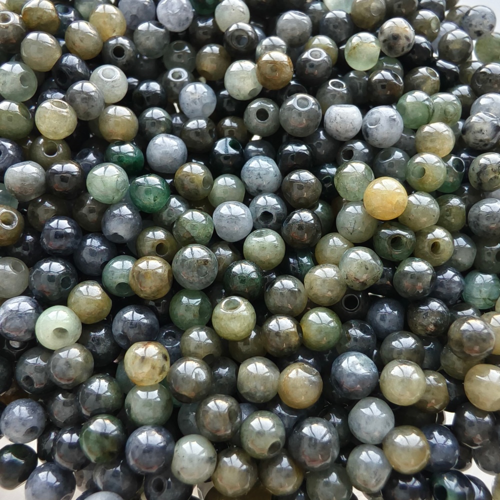 DDP 100pcs 3.5mm Natural Type A Untreated Yellow Black Chicken Species Burmese Jadeite Round Beads