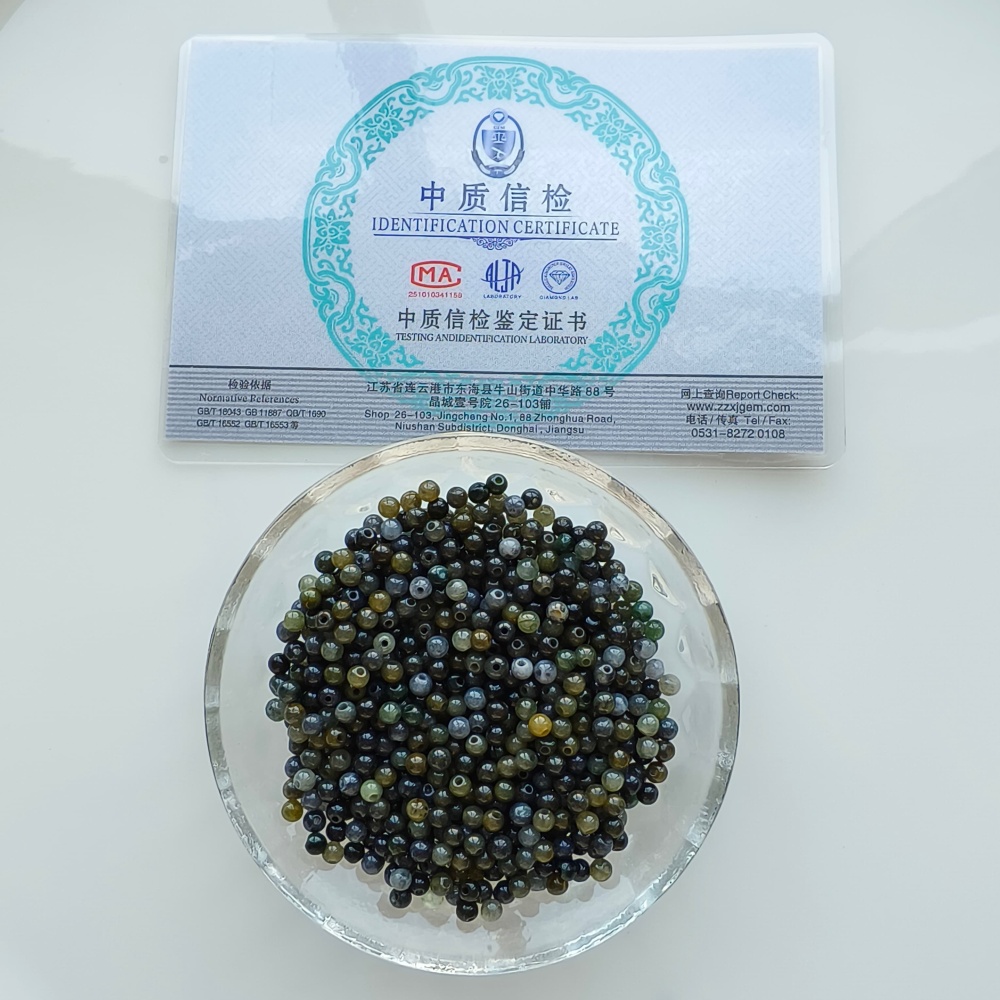 DDP 100pcs 3.5mm Natural Type A Untreated Yellow Black Chicken Species Burmese Jadeite Round Beads