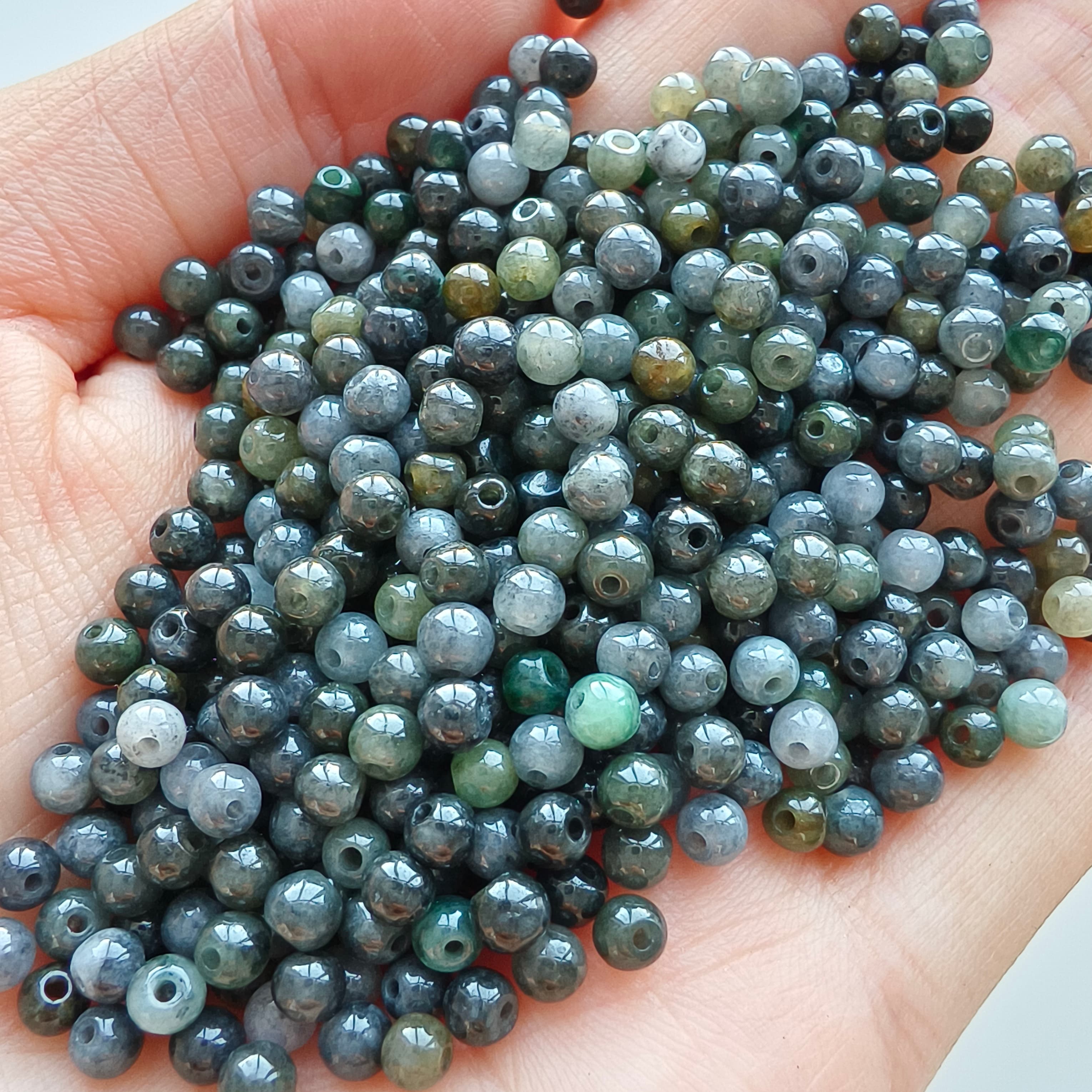 DDP 100pcs 3.5mm Natural Type A Untreated Yellow Black Chicken Species Burmese Jadeite Round Beads