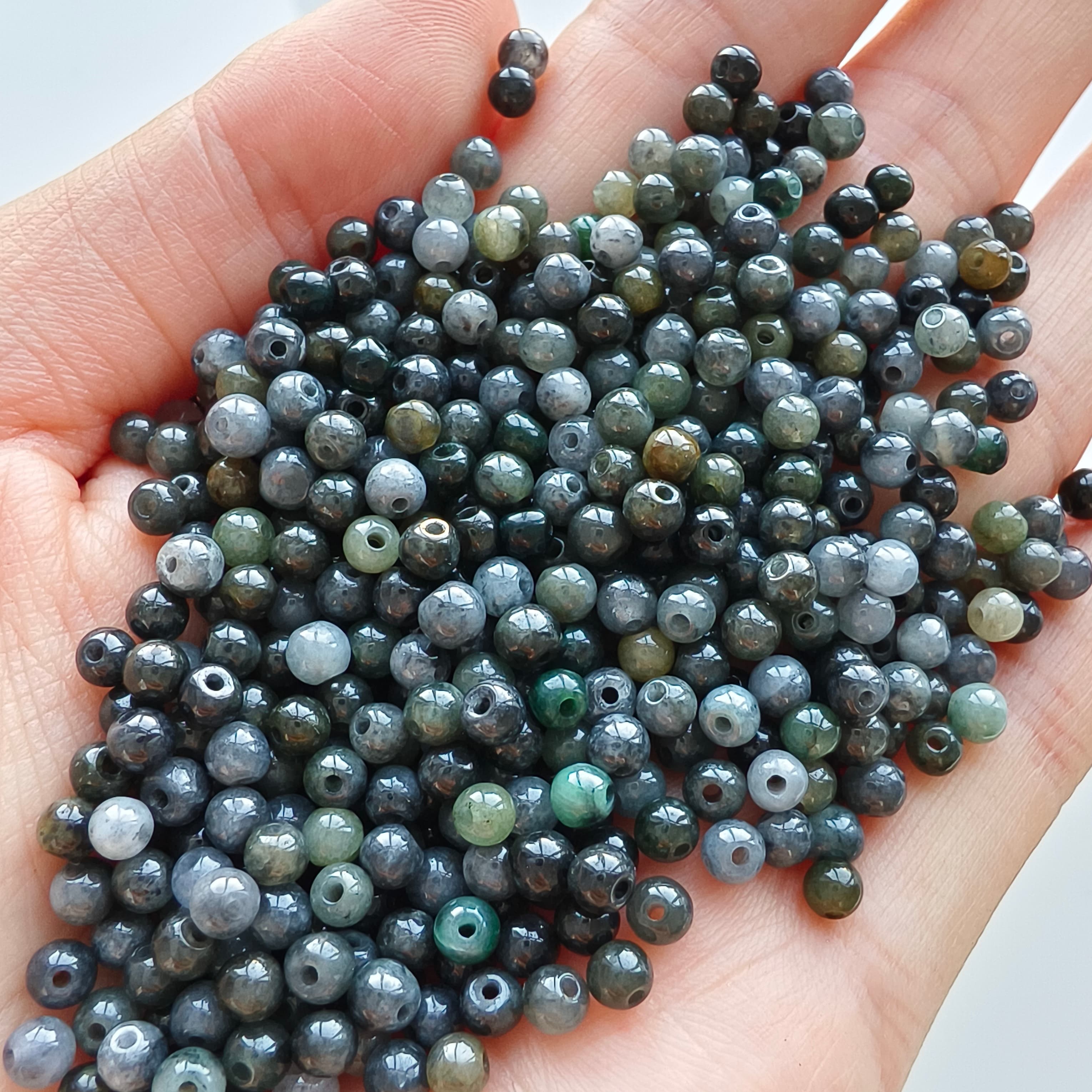 DDP 100pcs 3.5mm Natural Type A Untreated Yellow Black Chicken Species Burmese Jadeite Round Beads