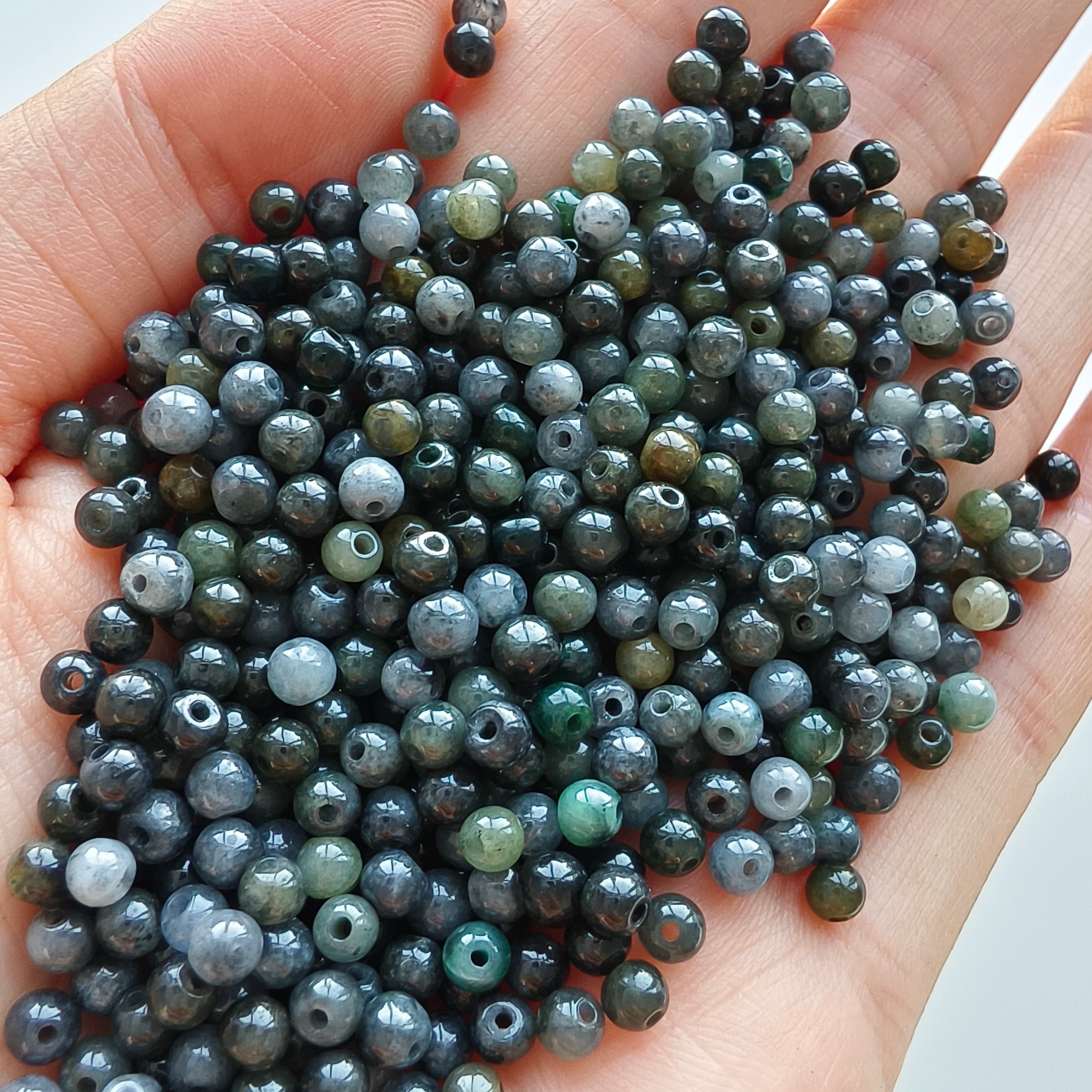 DDP 100pcs 3.5mm Natural Type A Untreated Yellow Black Chicken Species Burmese Jadeite Round Beads