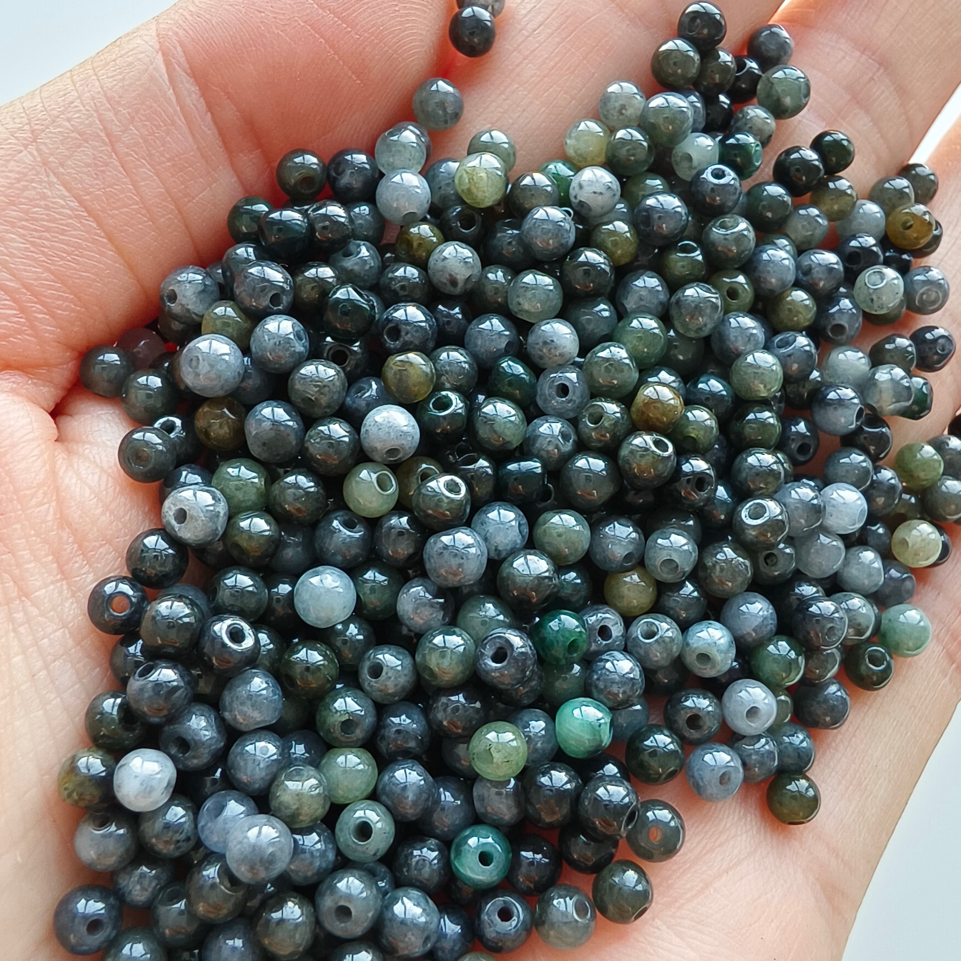DDP 100pcs 3.5mm Natural Type A Untreated Yellow Black Chicken Species Burmese Jadeite Round Beads