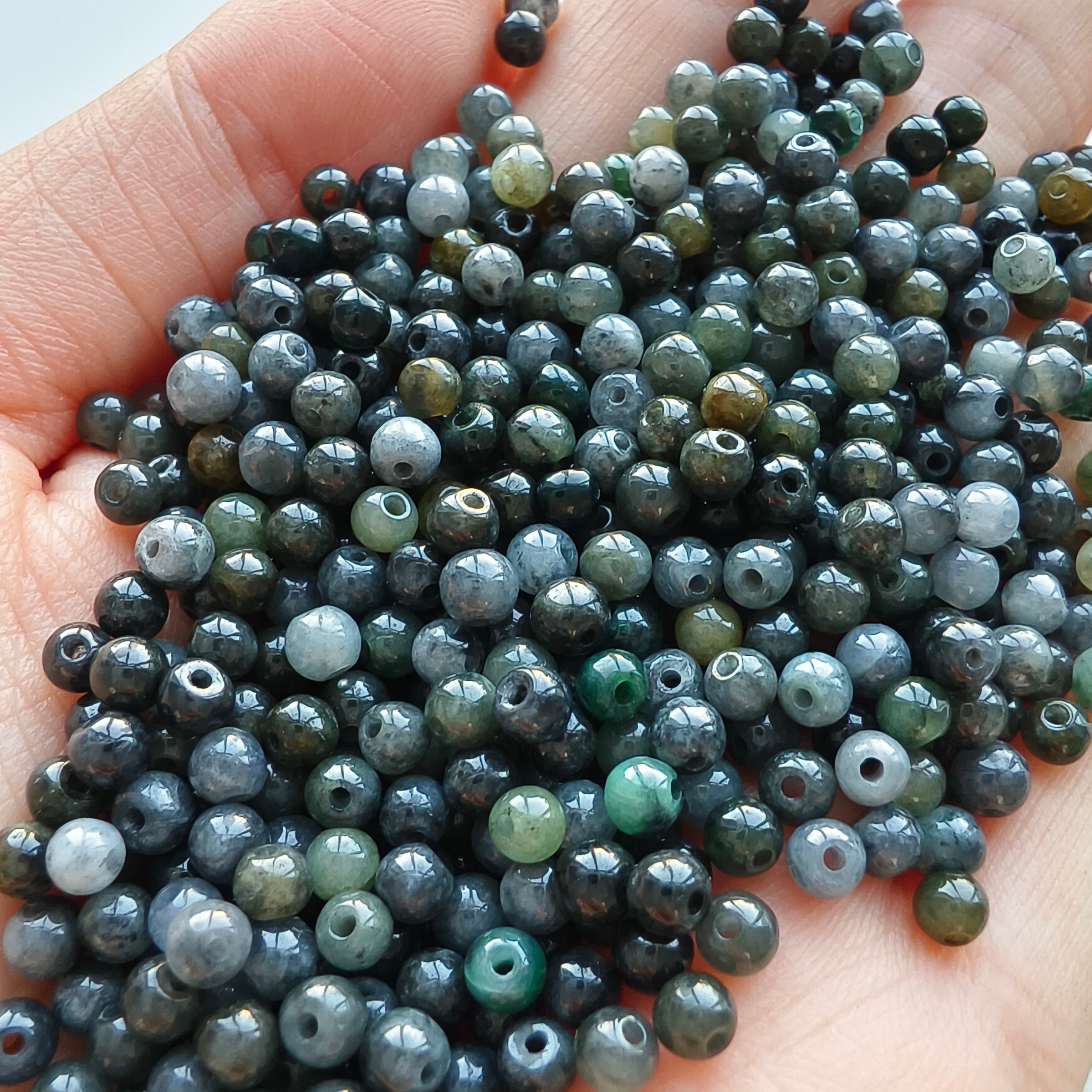DDP 100pcs 3.5mm Natural Type A Untreated Yellow Black Chicken Species Burmese Jadeite Round Beads