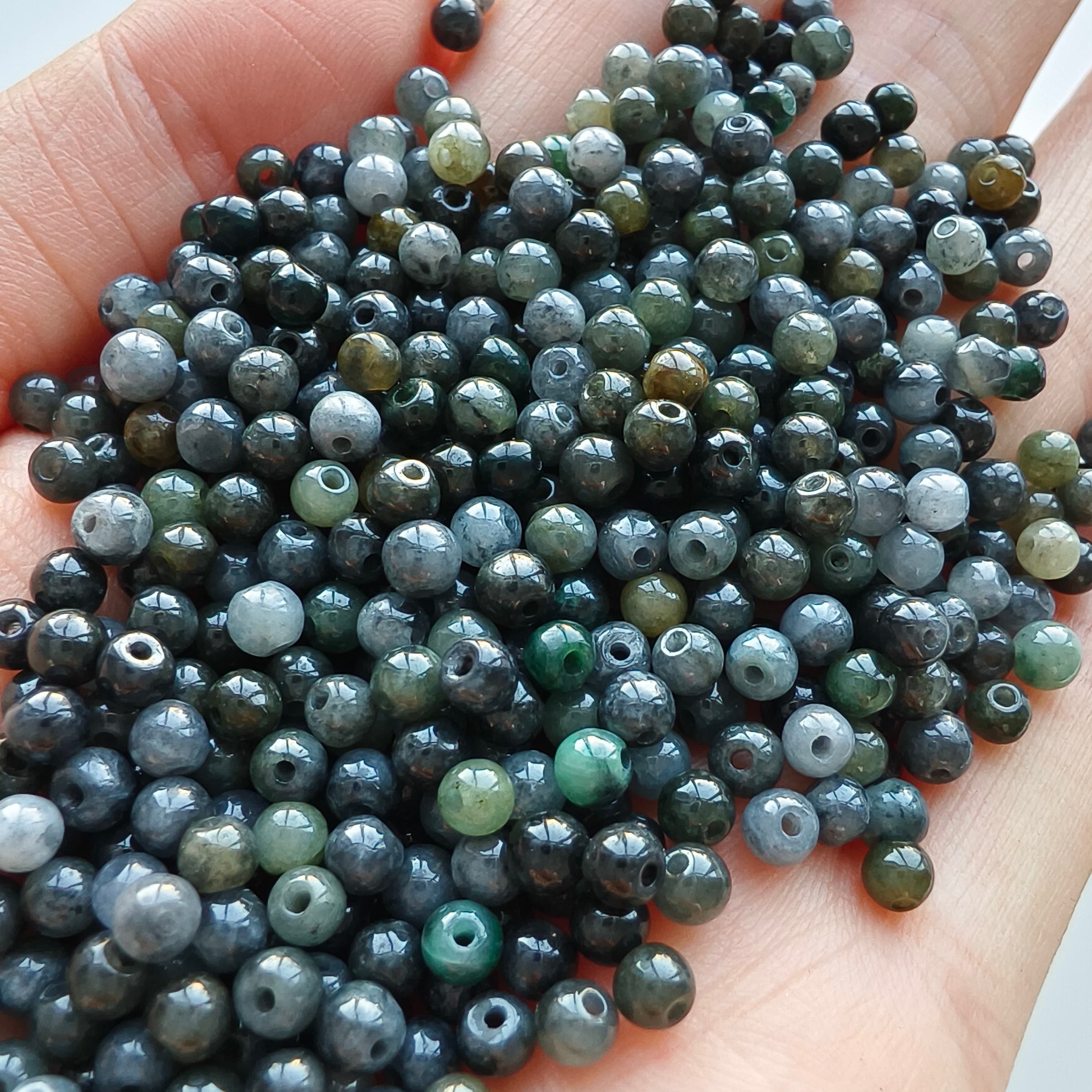 DDP 100pcs 3.5mm Natural Type A Untreated Yellow Black Chicken Species Burmese Jadeite Round Beads