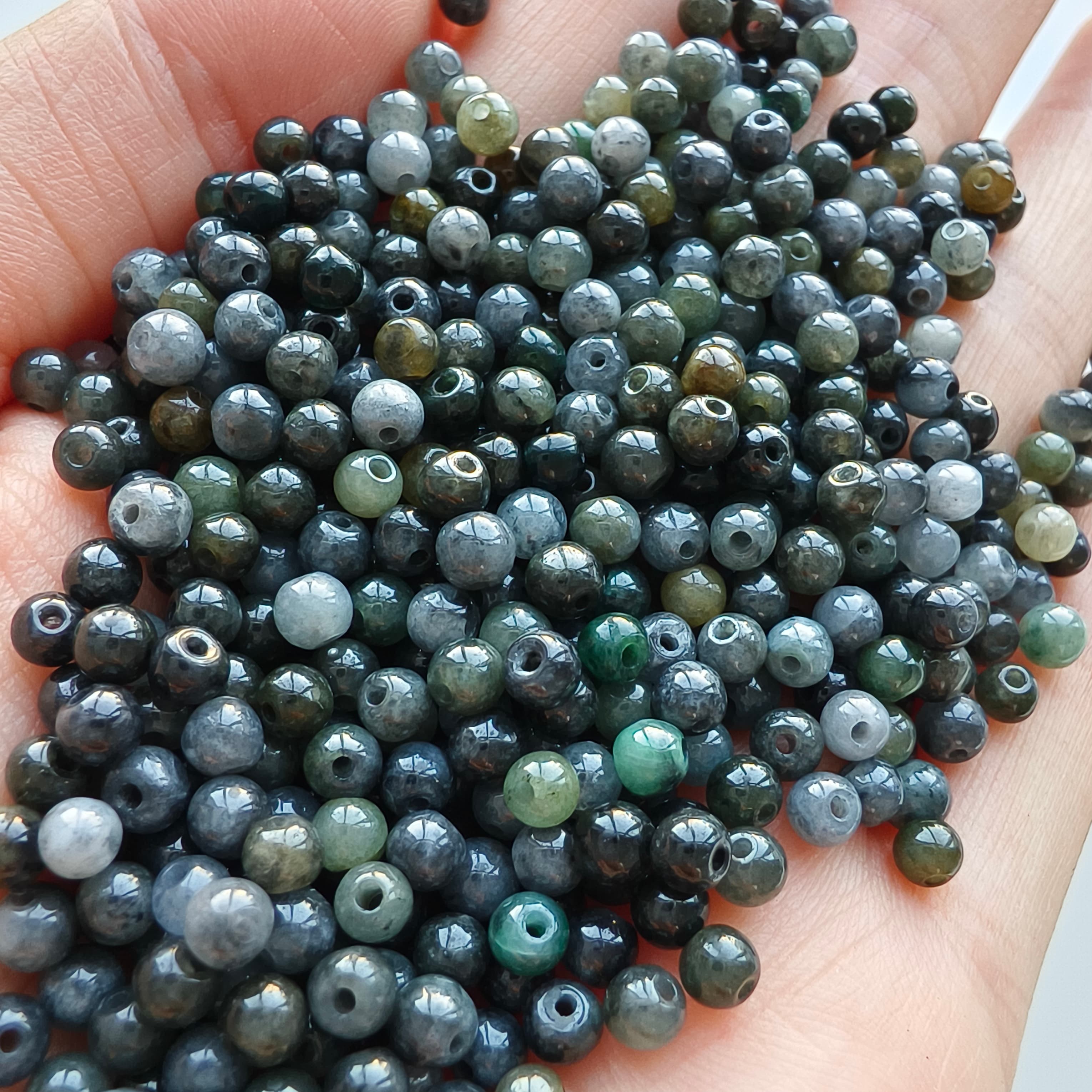 DDP 100pcs 3.5mm Natural Type A Untreated Yellow Black Chicken Species Burmese Jadeite Round Beads