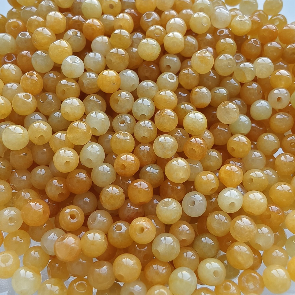 DDP 50pcs 3.5mm Natural Certificated Yellow Burmese Jadeite Round Beads