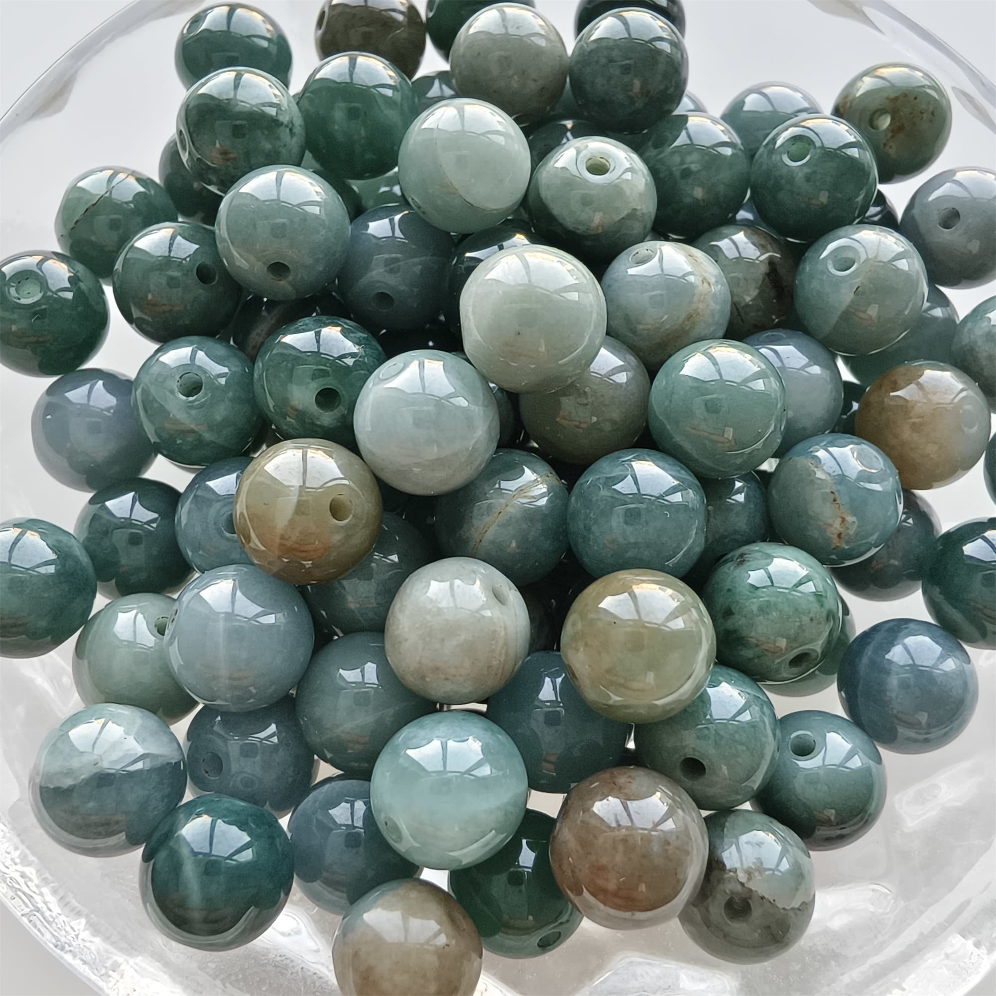 DDP 30pcs 8mm Natural Certificated Type A Blue Guatemalan Jadeite Round Beads