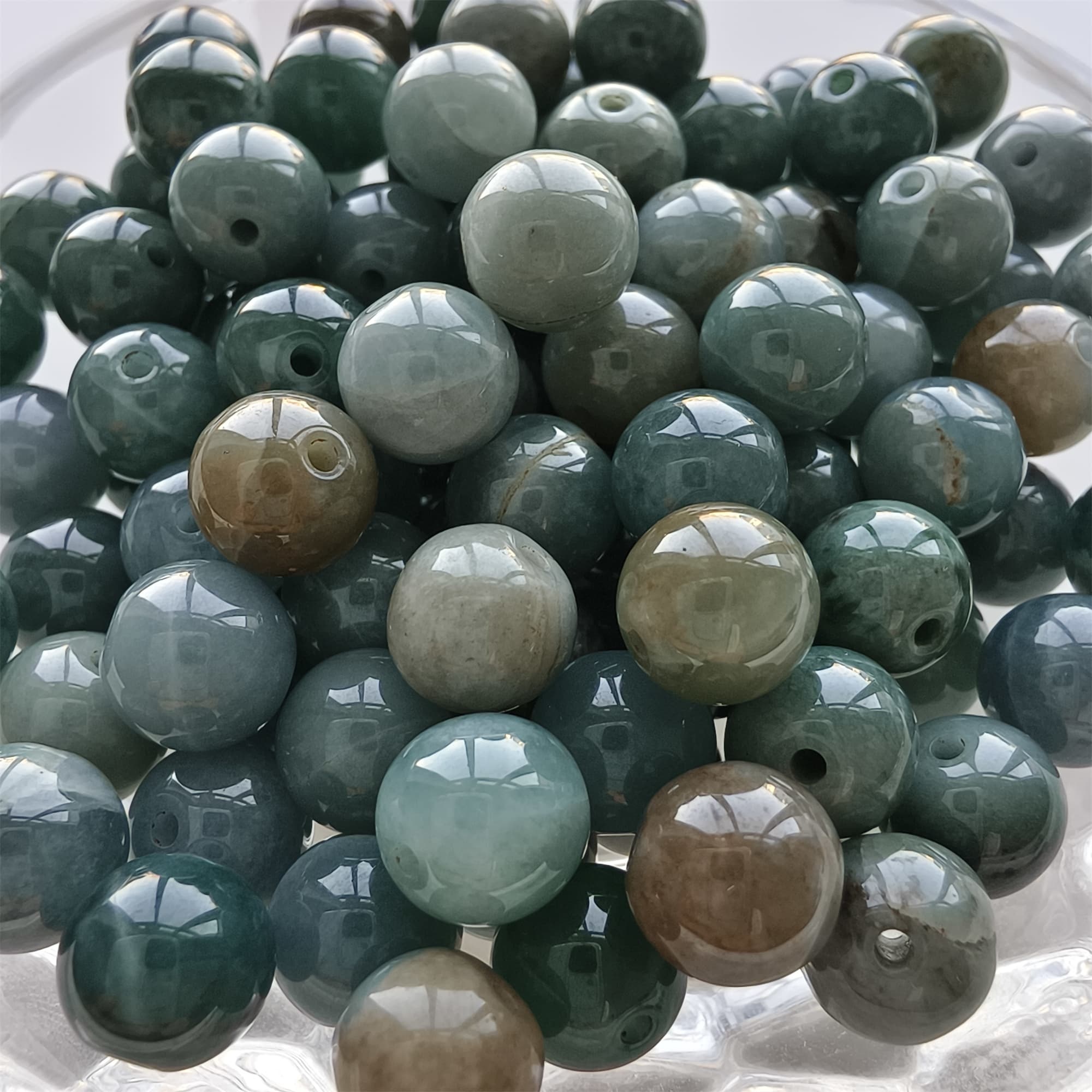 DDP 30pcs 8mm Natural Certificated Type A Blue Guatemalan Jadeite Round Beads