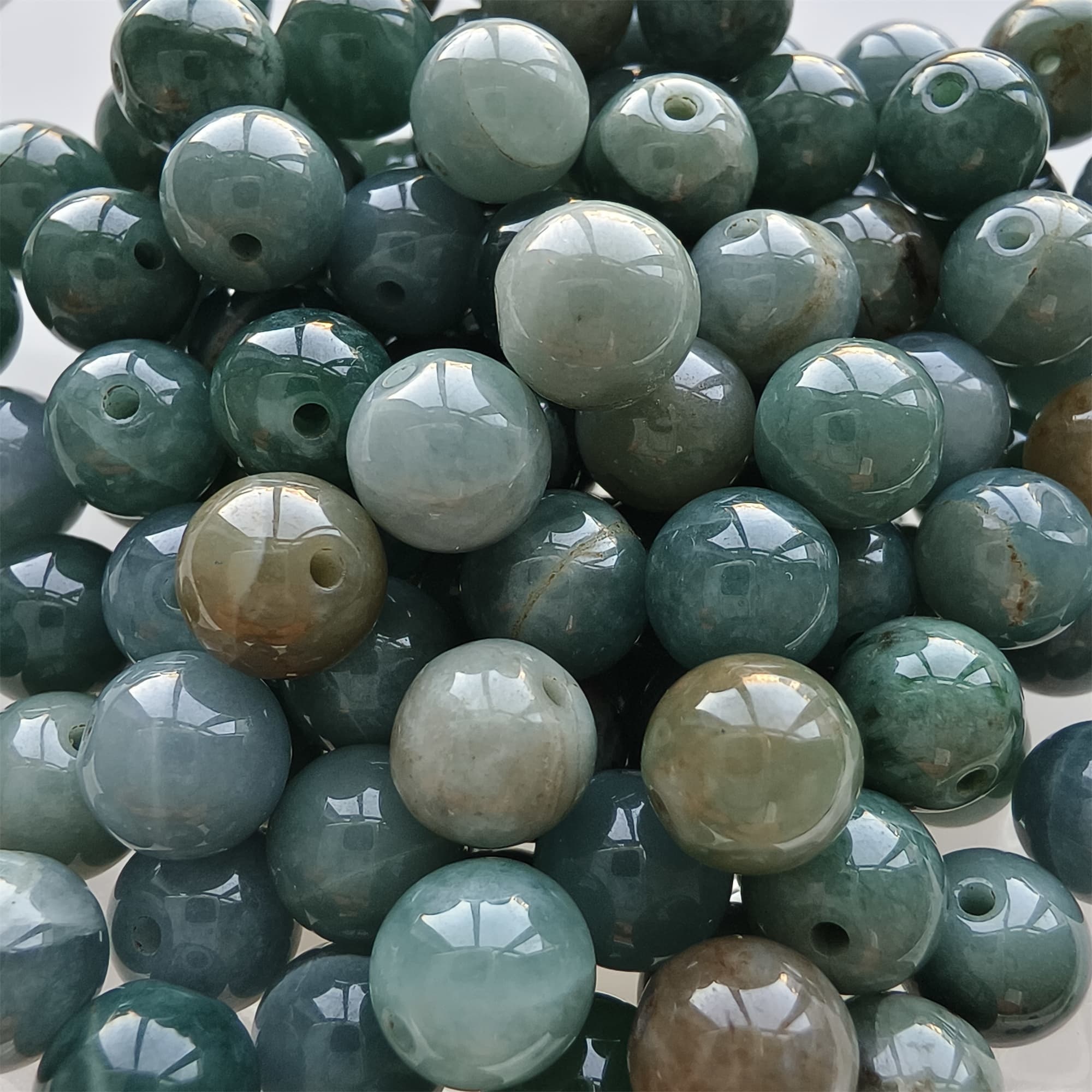 DDP 30pcs 8mm Natural Certificated Type A Blue Guatemalan Jadeite Round Beads