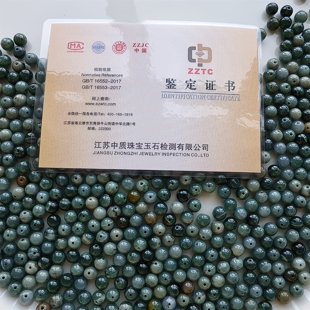 DDP 30pcs 8mm Natural Certificated Type A Blue Guatemalan Jadeite Round Beads
