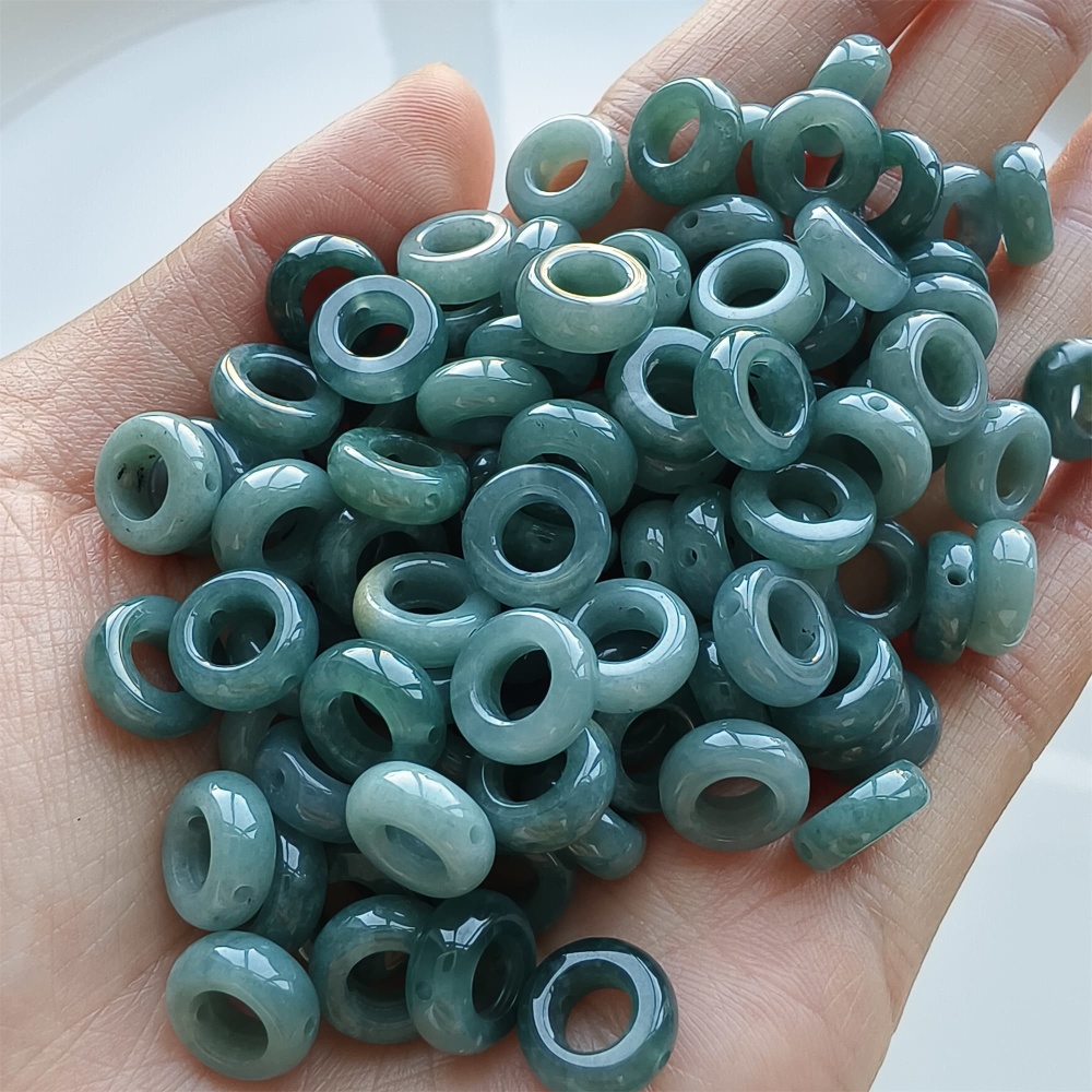 DDP 20pcs 10mm Natural Certificated Type A Blue Guatemalan Jadeite Donut And Ring Beads