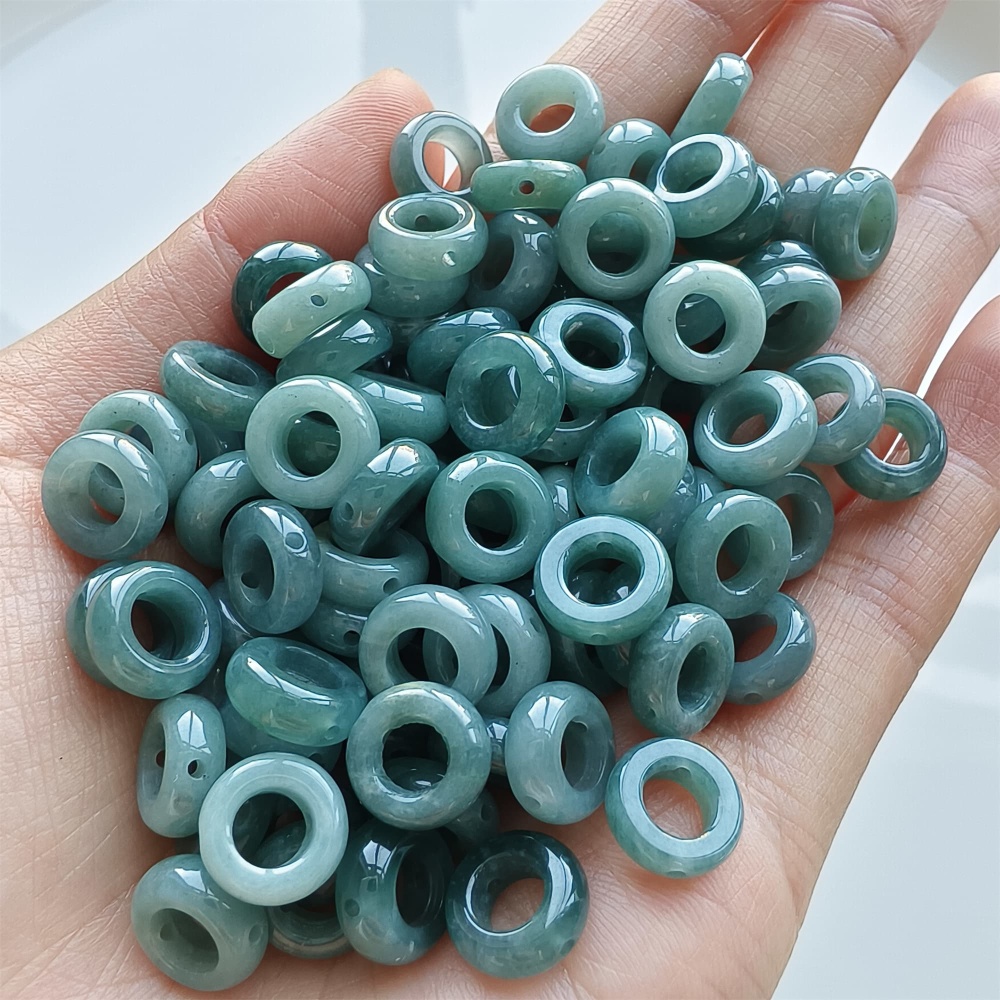 DDP 20pcs 10mm Natural Certificated Type A Blue Guatemalan Jadeite Donut And Ring Beads
